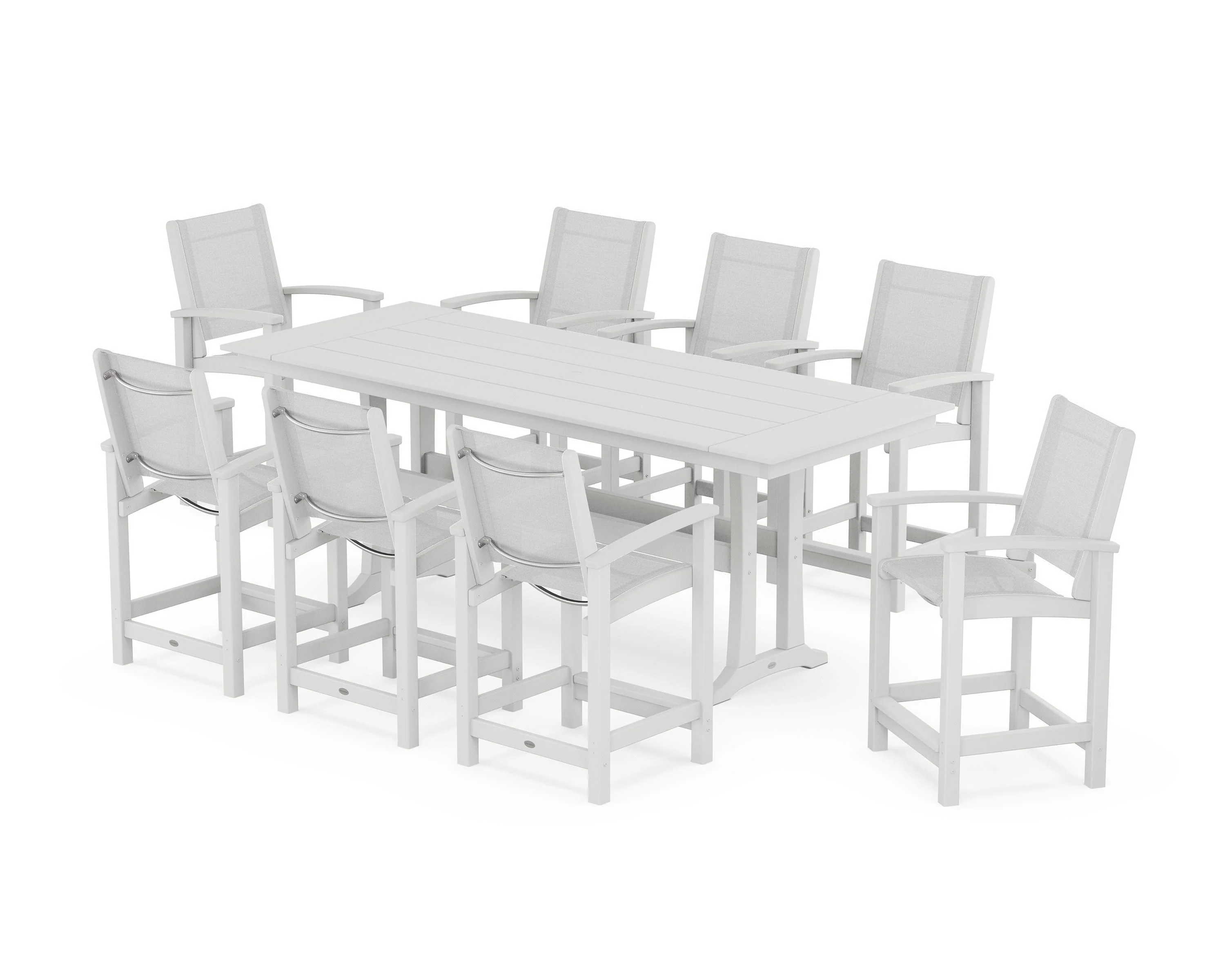 Coastal 9-Piece Farmhouse Counter Set with Trestle Legs - Image 121