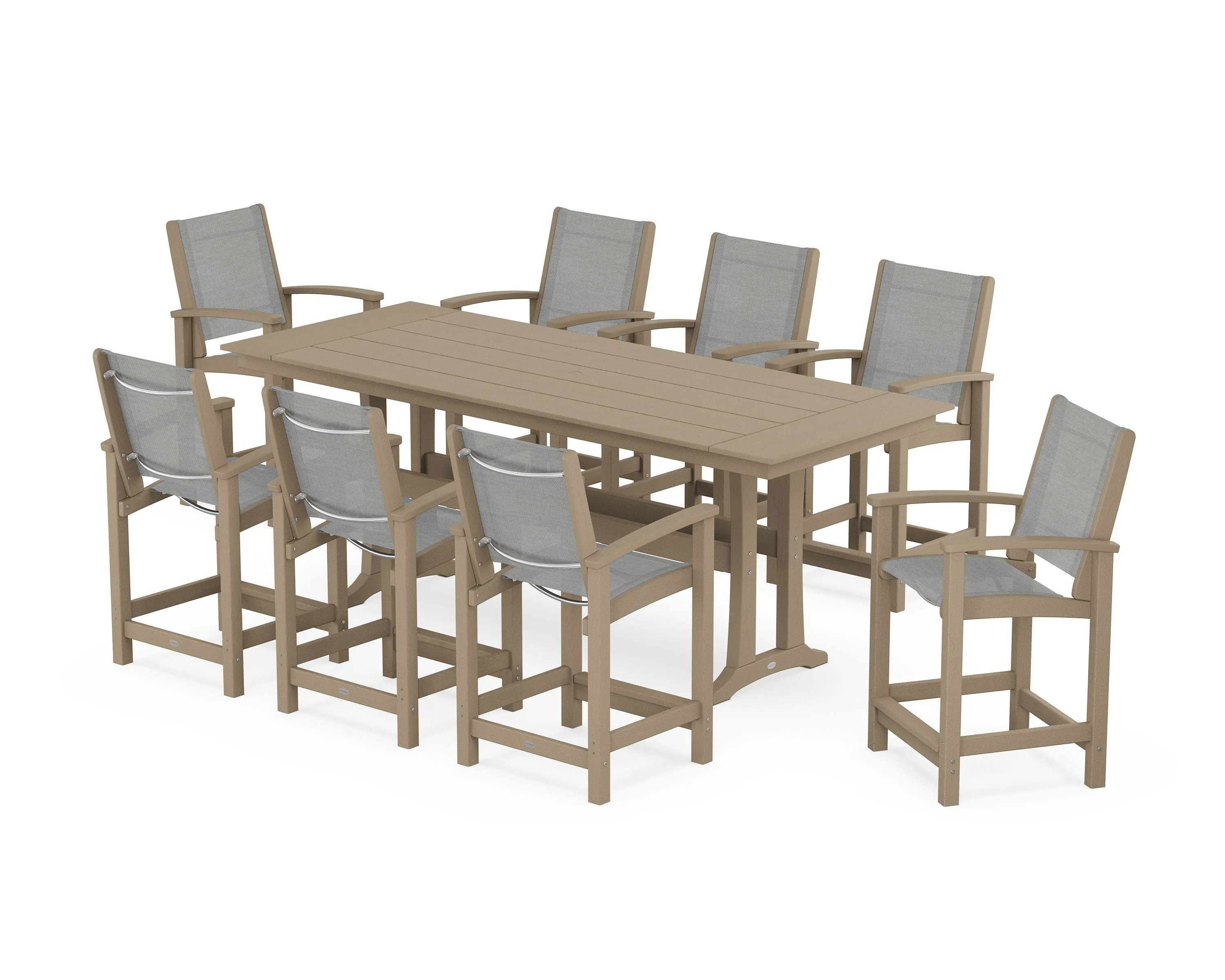 Coastal 9-Piece Farmhouse Counter Set with Trestle Legs - Image 122