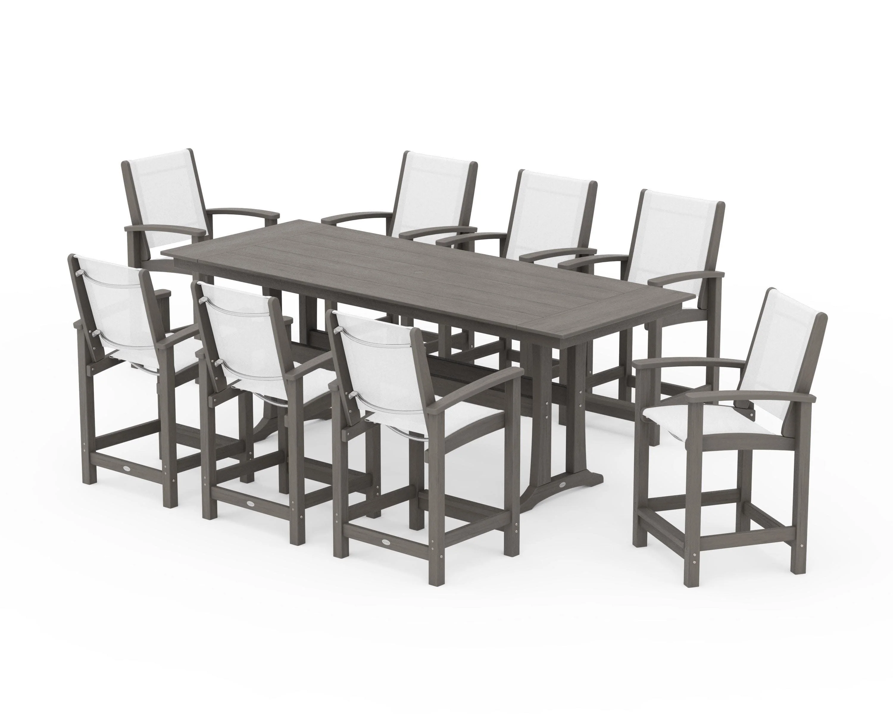 Coastal 9-Piece Farmhouse Counter Set with Trestle Legs - Image 124