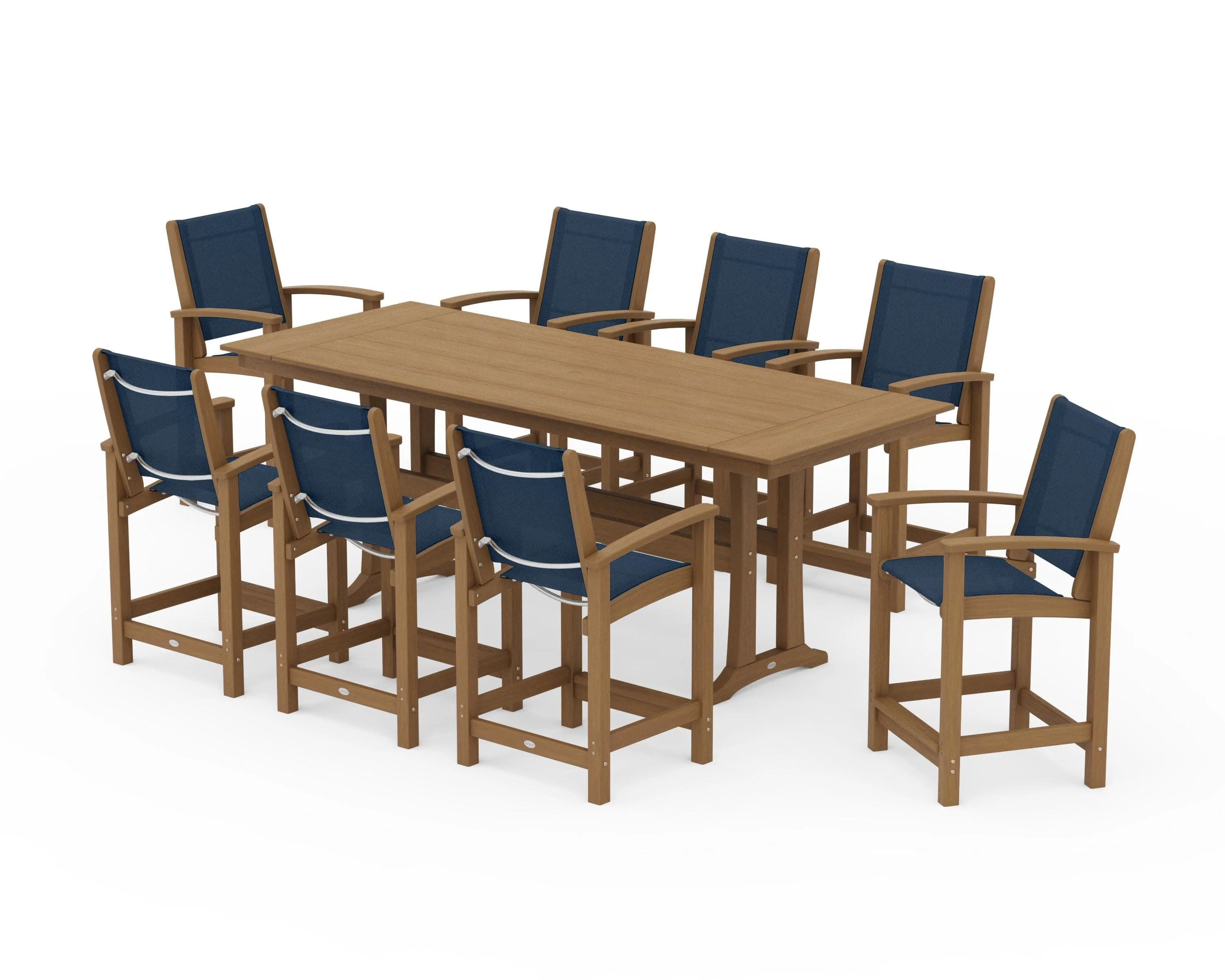 Coastal 9-Piece Farmhouse Counter Set with Trestle Legs - Image 127