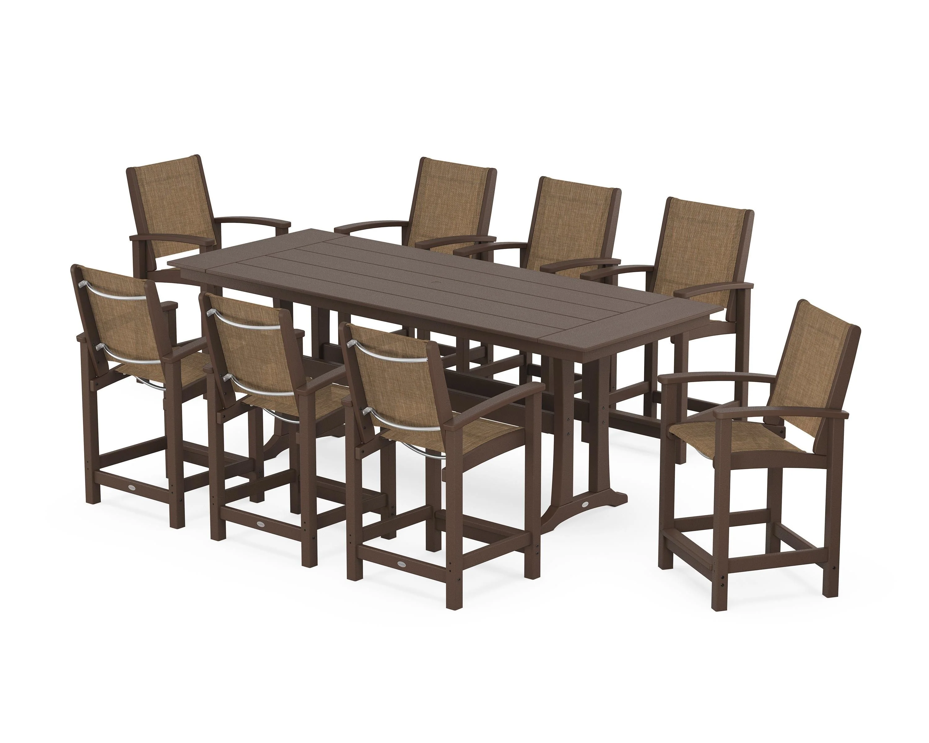 Coastal 9-Piece Farmhouse Counter Set with Trestle Legs - Image 13