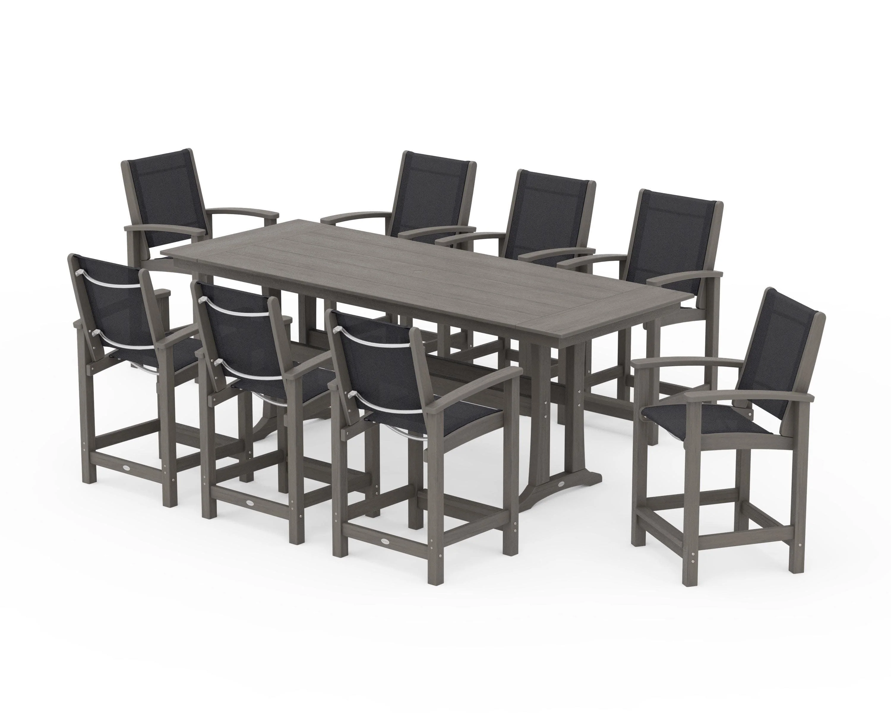 Coastal 9-Piece Farmhouse Counter Set with Trestle Legs - Image 130
