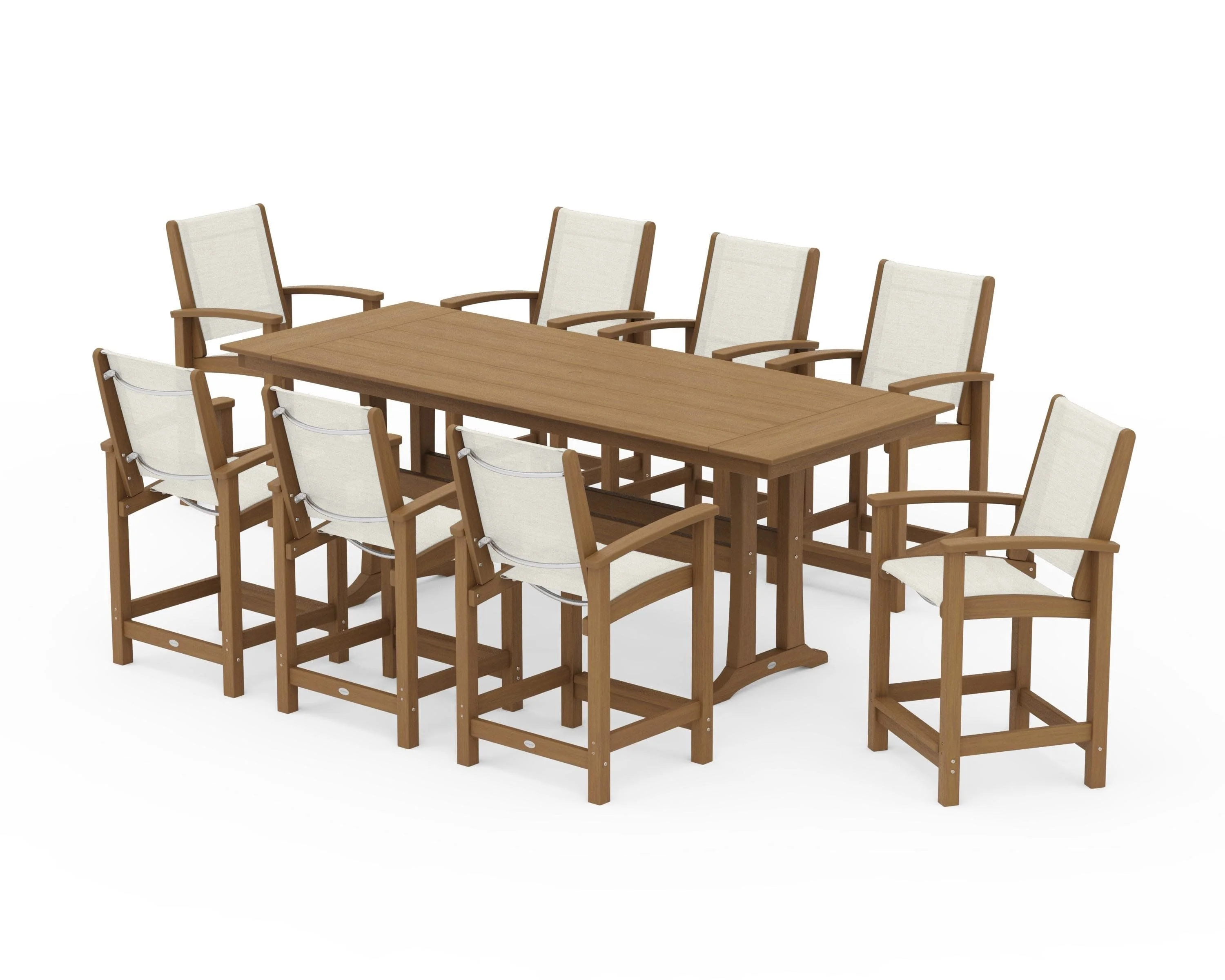 Coastal 9-Piece Farmhouse Counter Set with Trestle Legs - Image 131