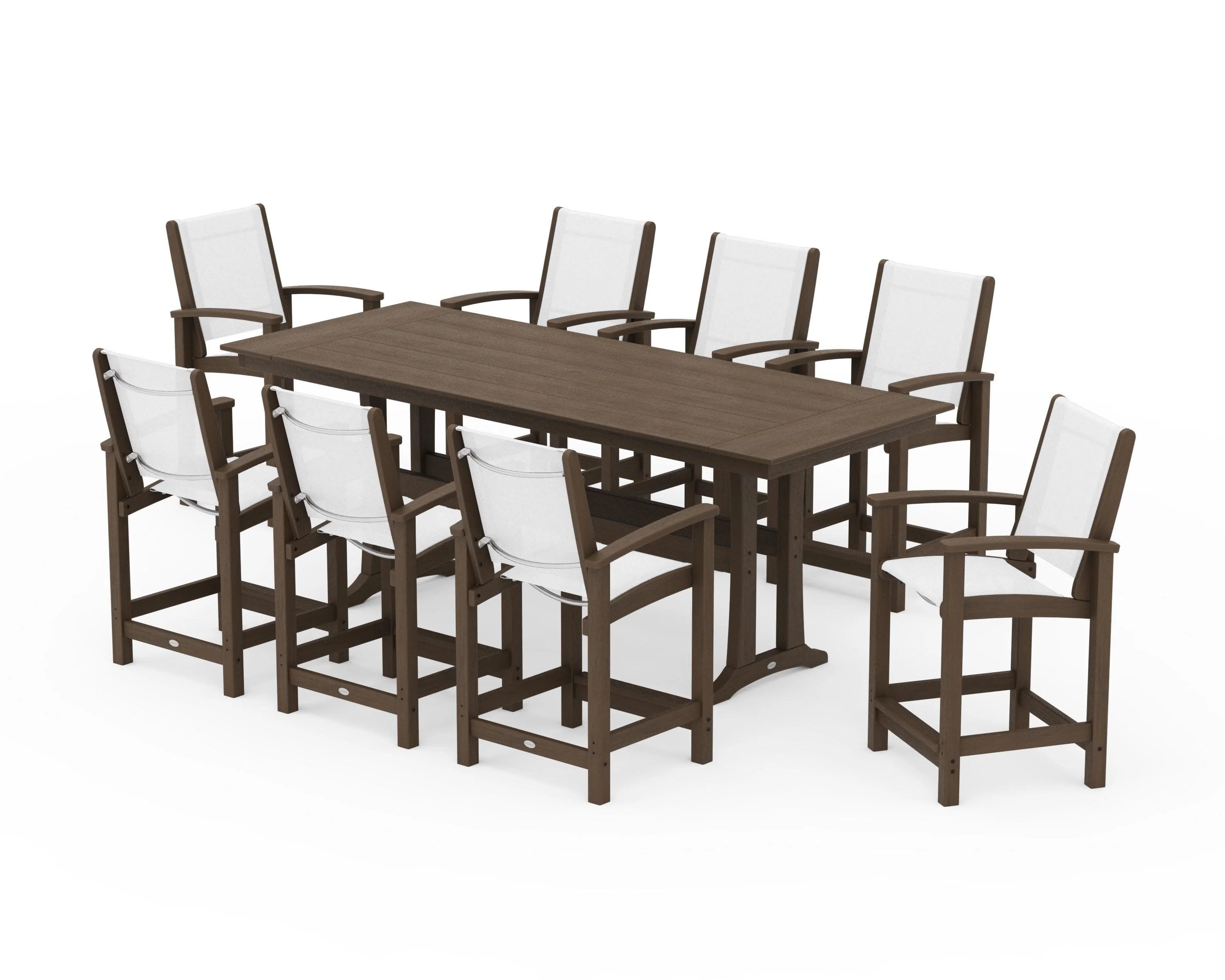 Coastal 9-Piece Farmhouse Counter Set with Trestle Legs - Image 132