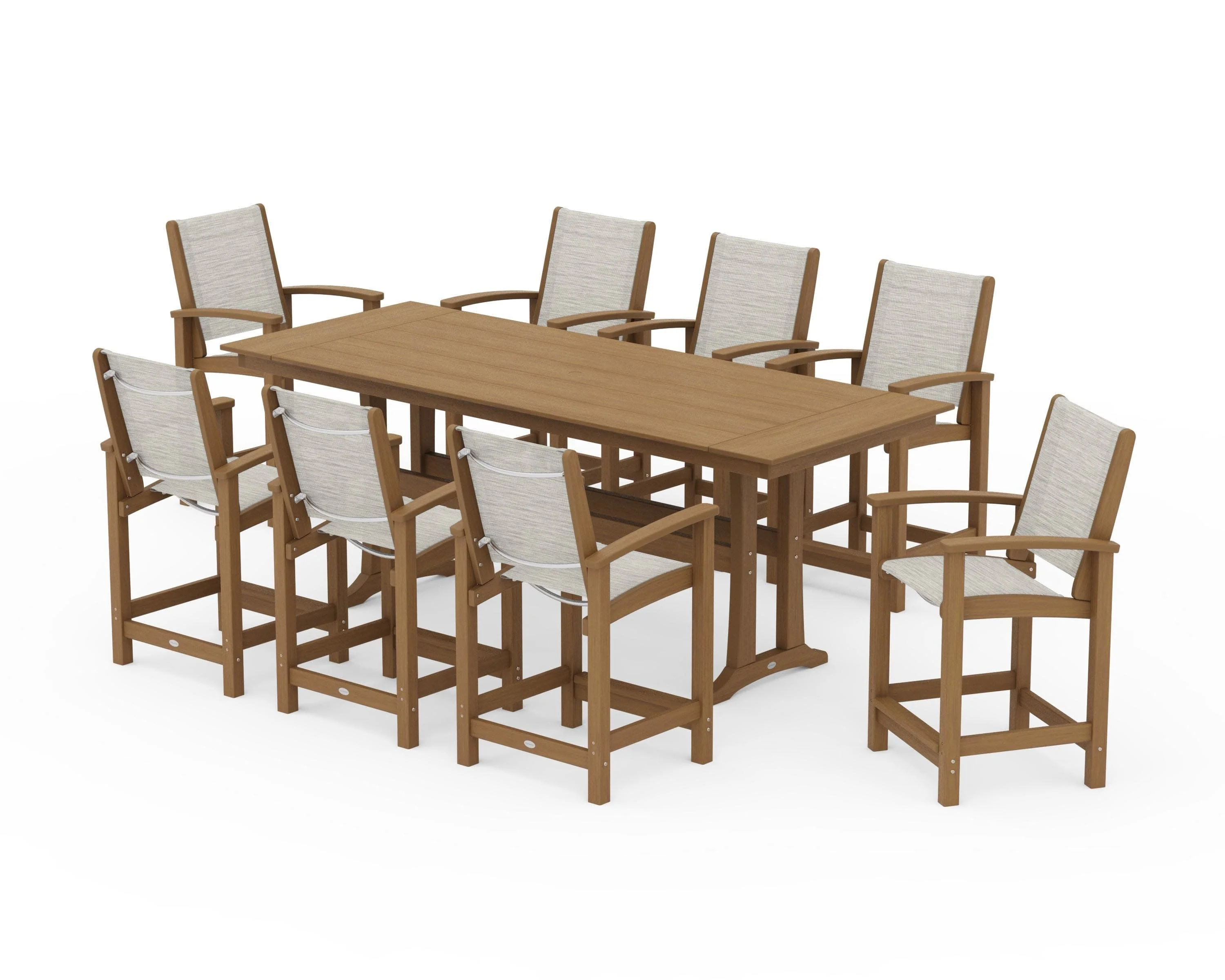 Coastal 9-Piece Farmhouse Counter Set with Trestle Legs - Image 133