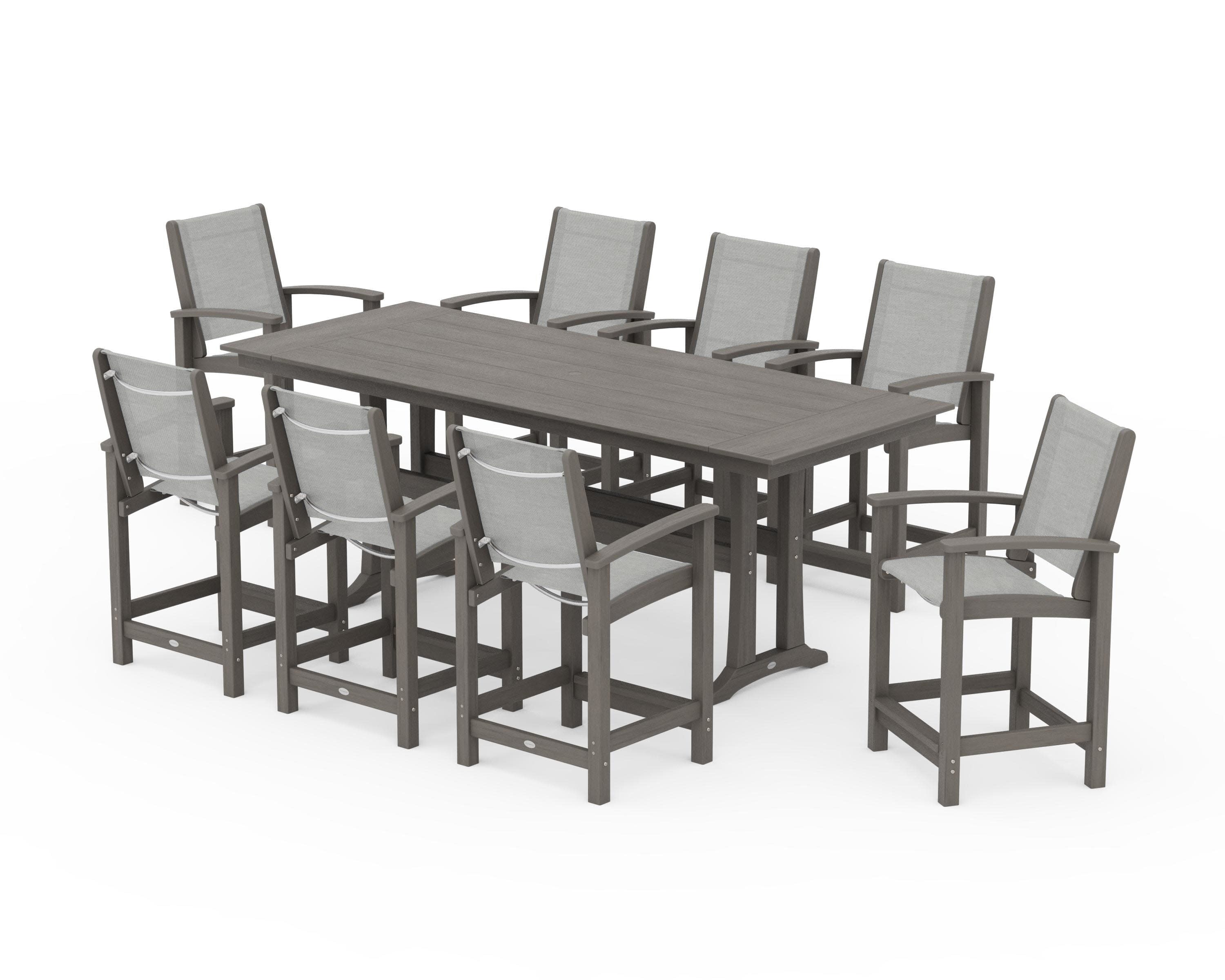 Coastal 9-Piece Farmhouse Counter Set with Trestle Legs - Image 134