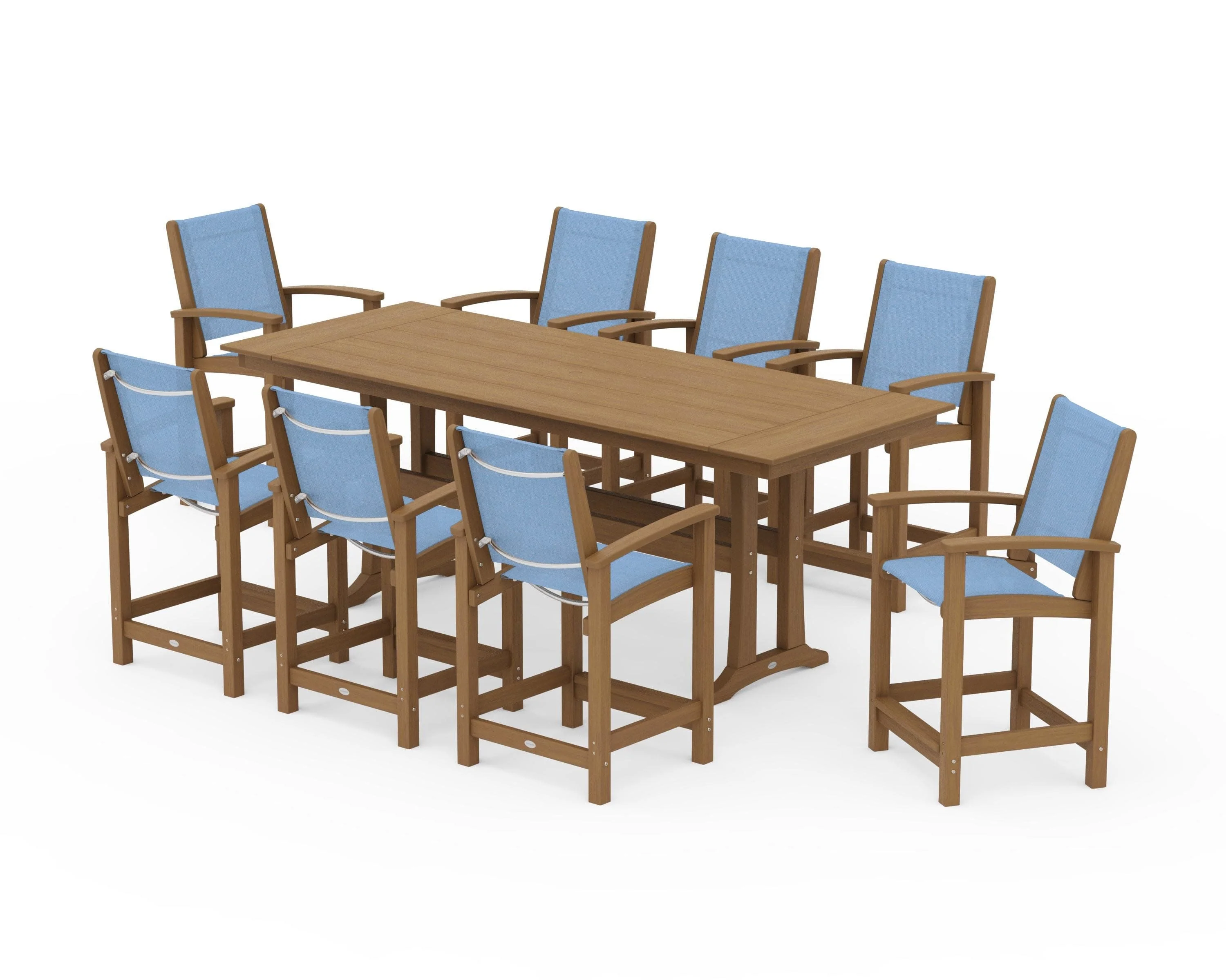 Coastal 9-Piece Farmhouse Counter Set with Trestle Legs - Image 137