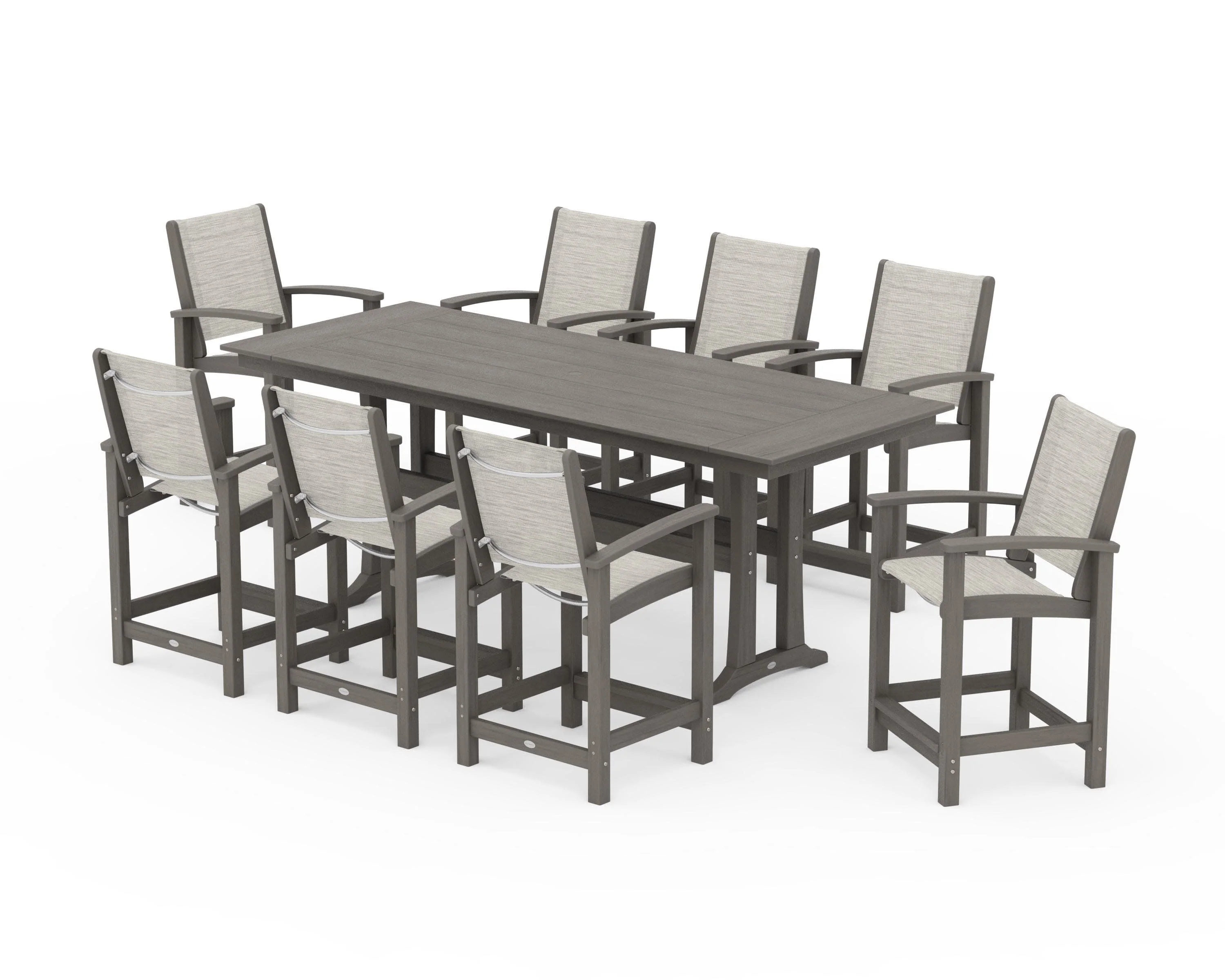 Coastal 9-Piece Farmhouse Counter Set with Trestle Legs - Image 138