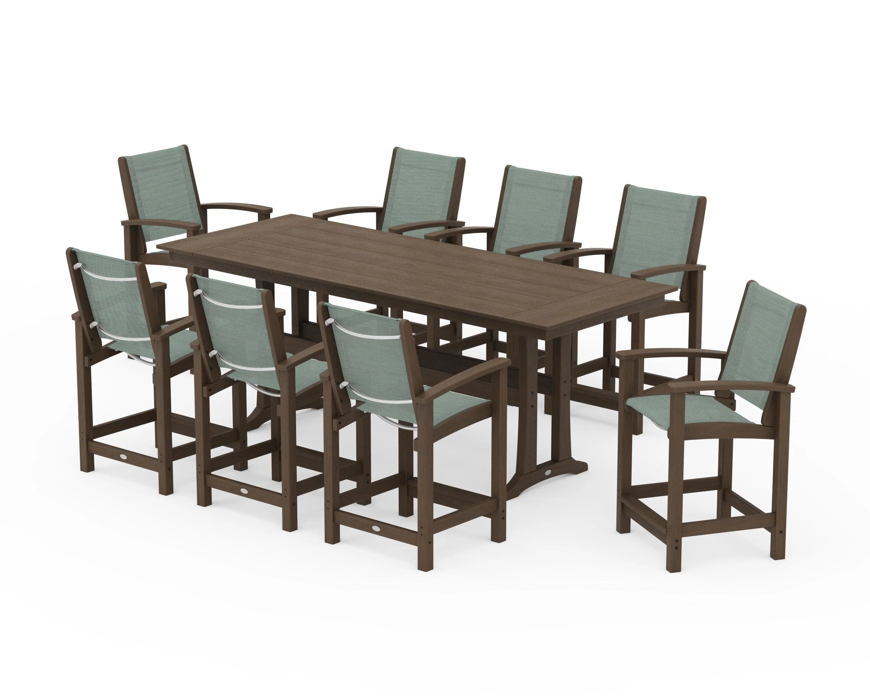 Coastal 9-Piece Farmhouse Counter Set with Trestle Legs - Image 139