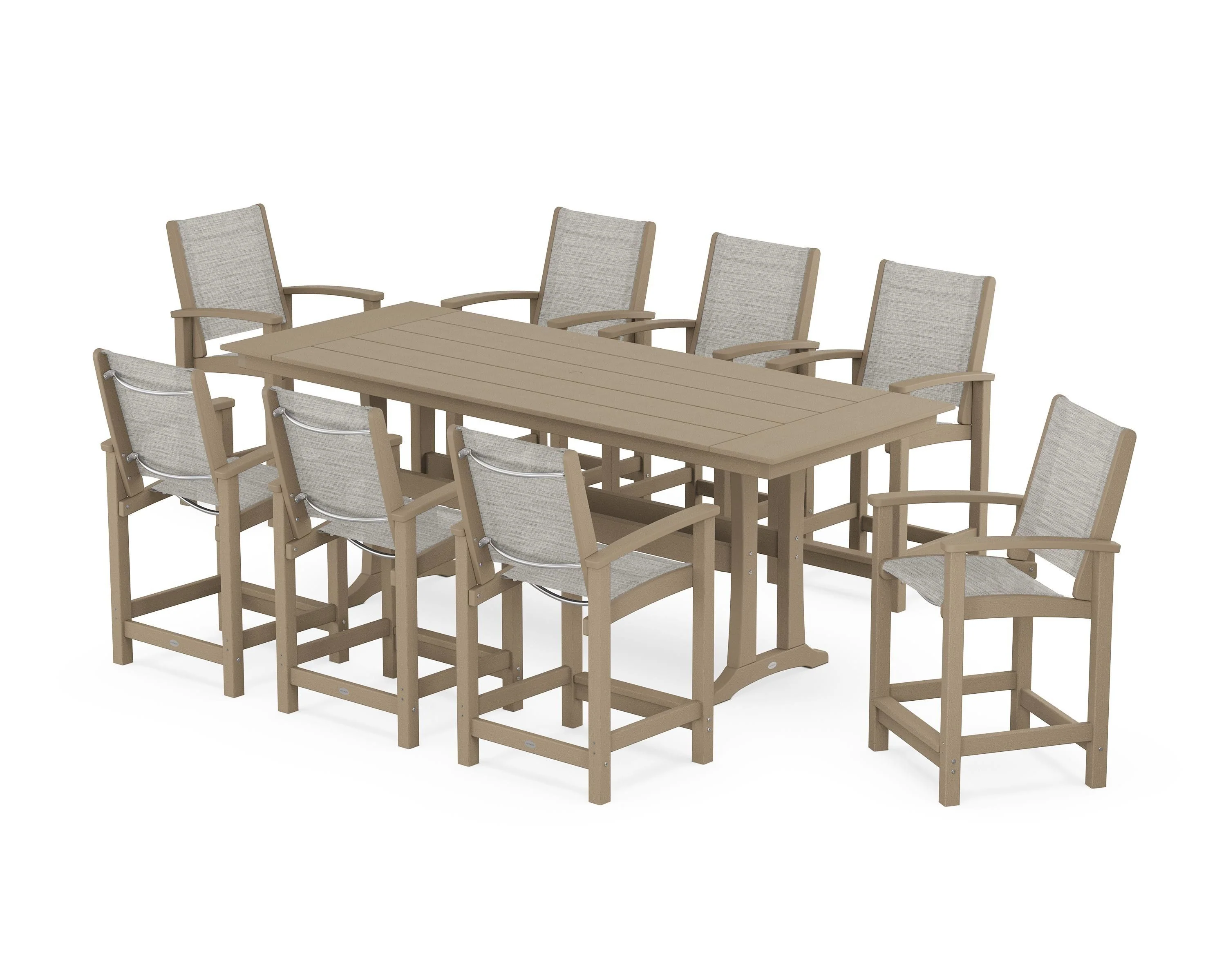 Coastal 9-Piece Farmhouse Counter Set with Trestle Legs - Image 14