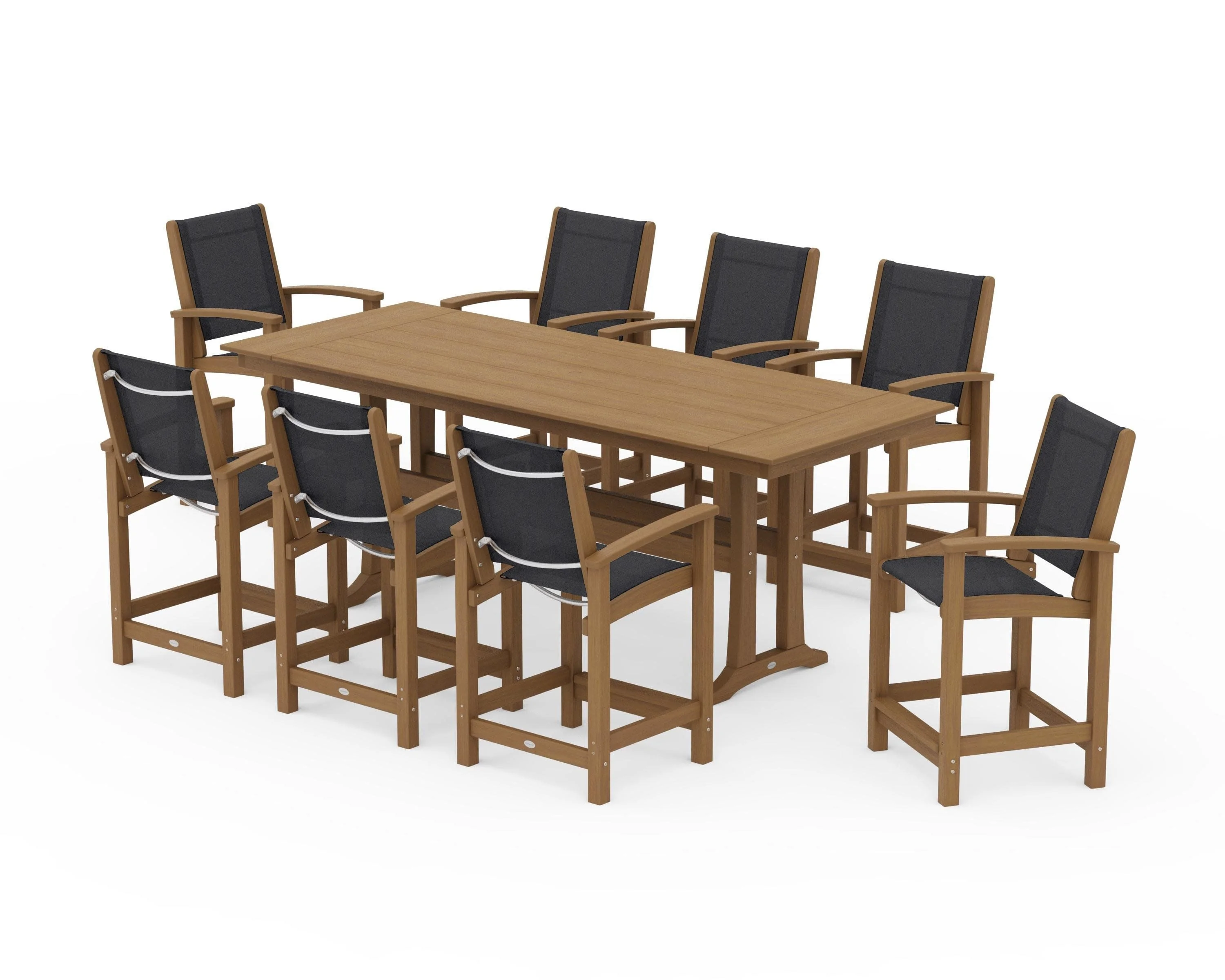 Coastal 9-Piece Farmhouse Counter Set with Trestle Legs - Image 142