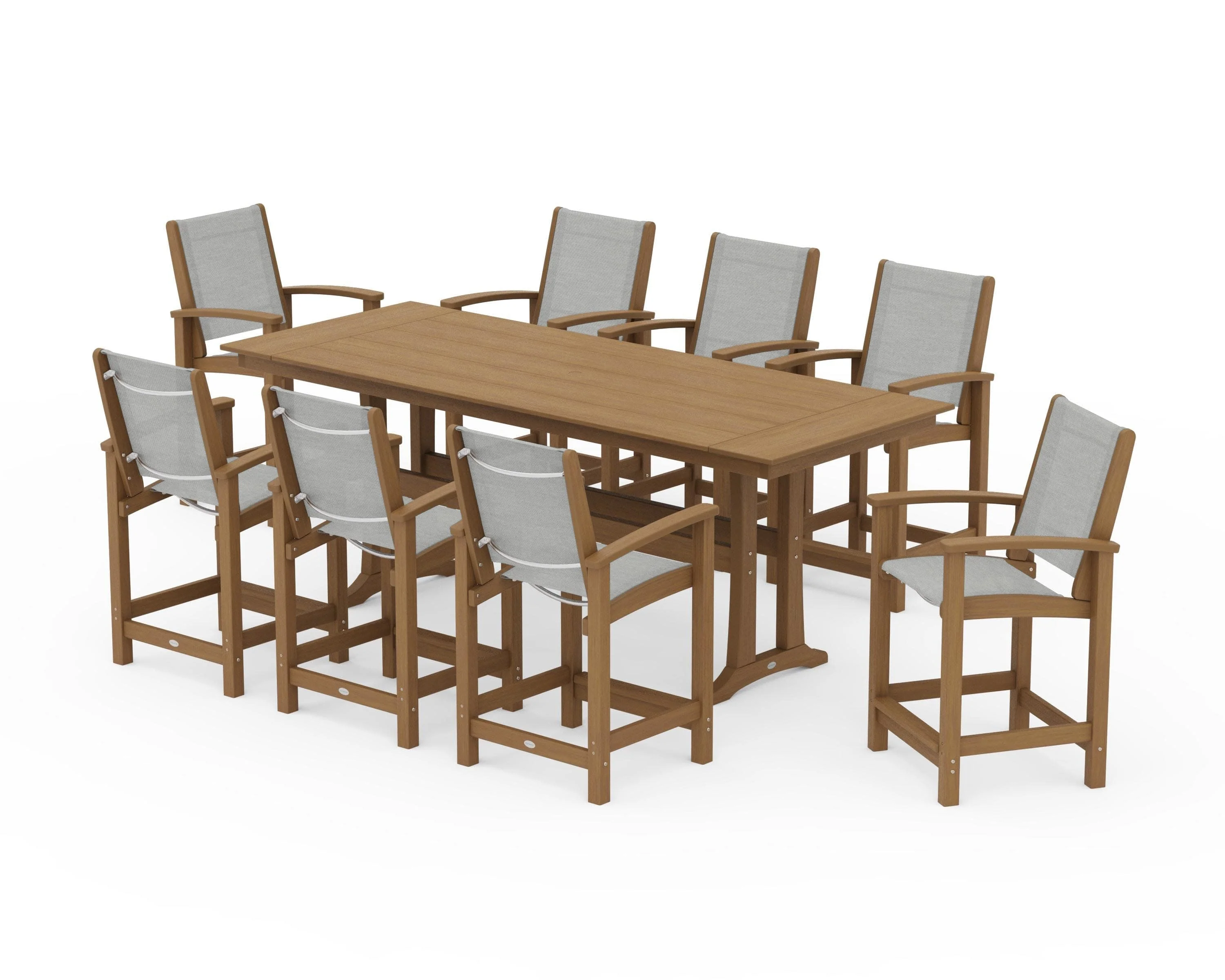 Coastal 9-Piece Farmhouse Counter Set with Trestle Legs - Image 144
