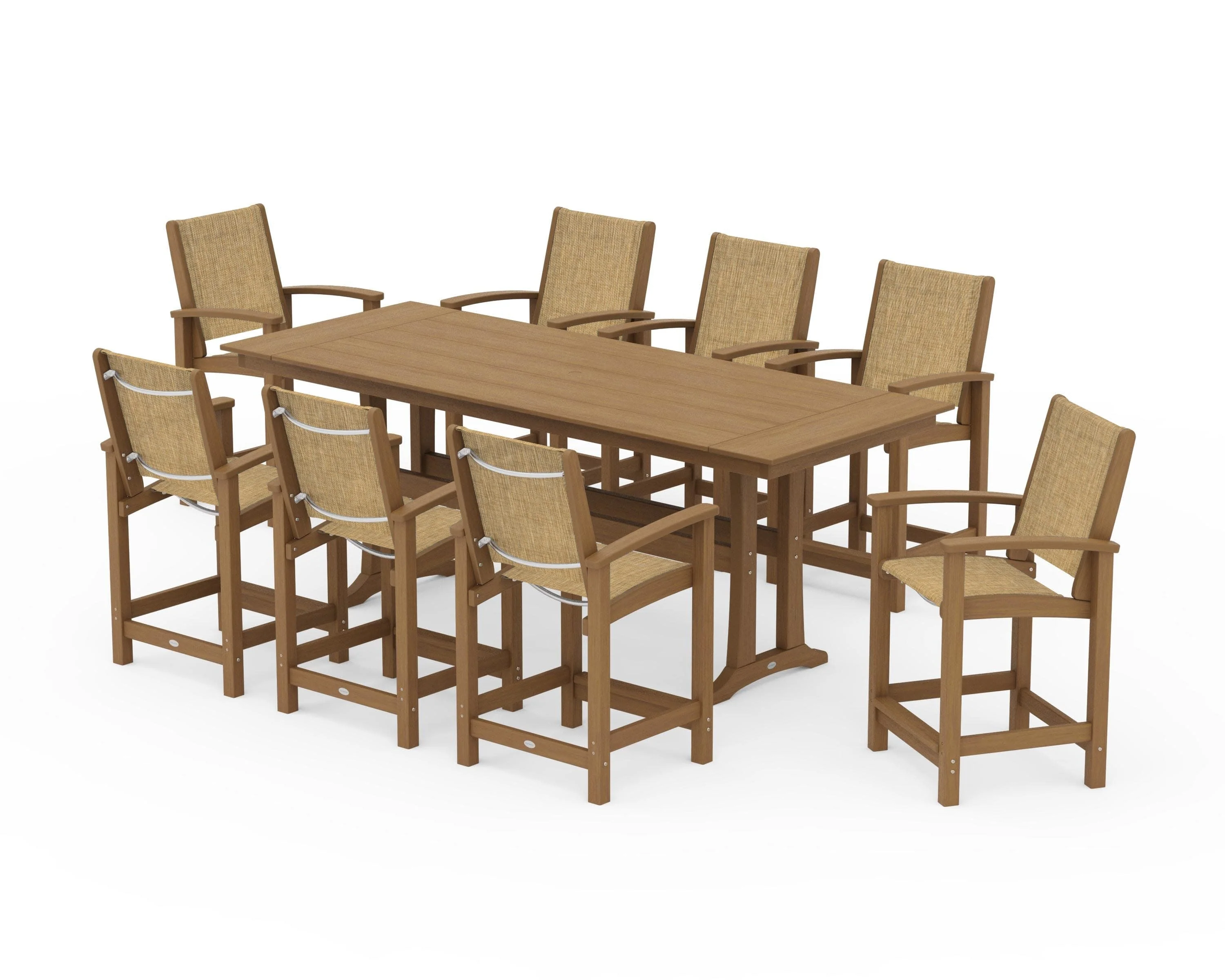 Coastal 9-Piece Farmhouse Counter Set with Trestle Legs - Image 145