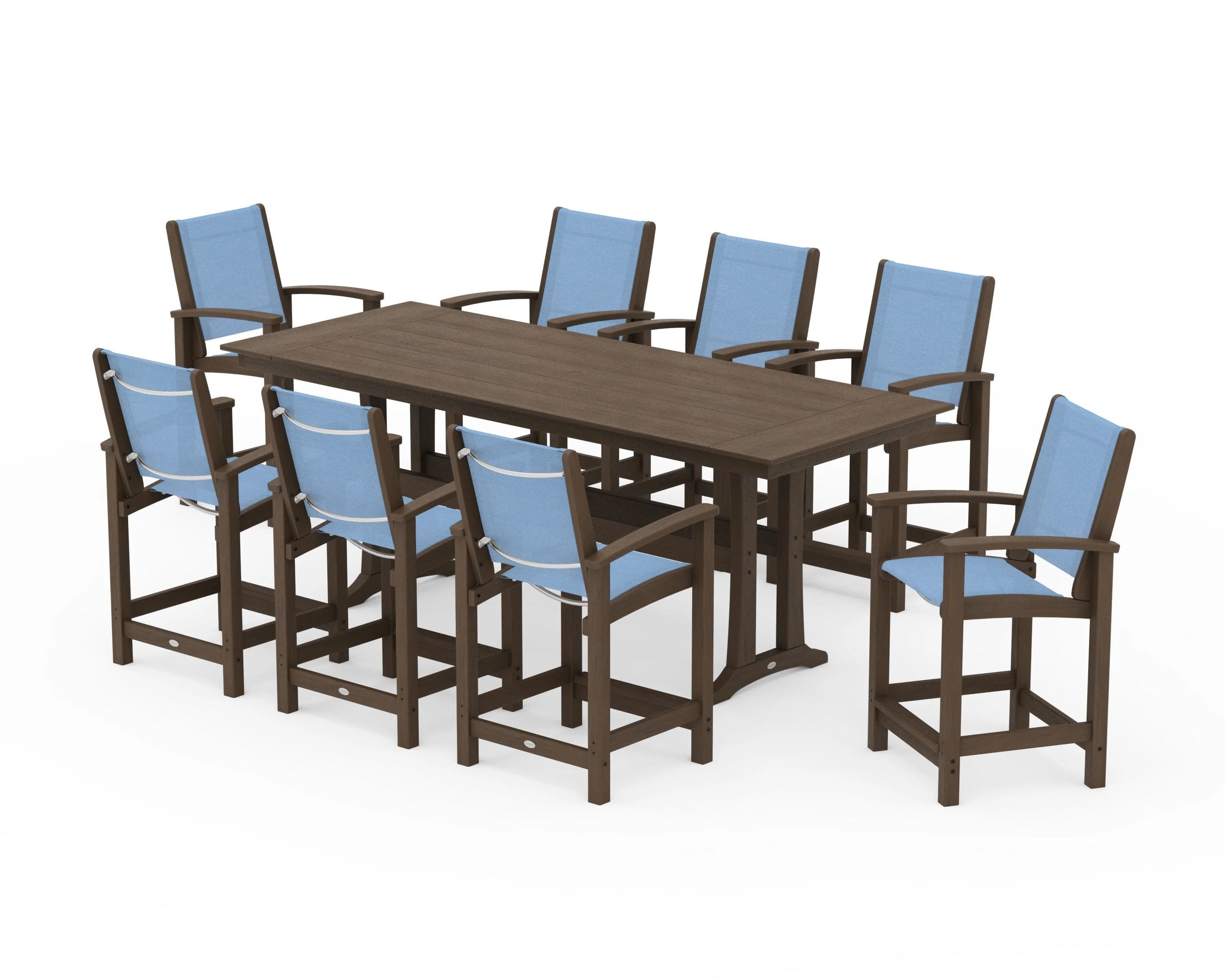 Coastal 9-Piece Farmhouse Counter Set with Trestle Legs - Image 146