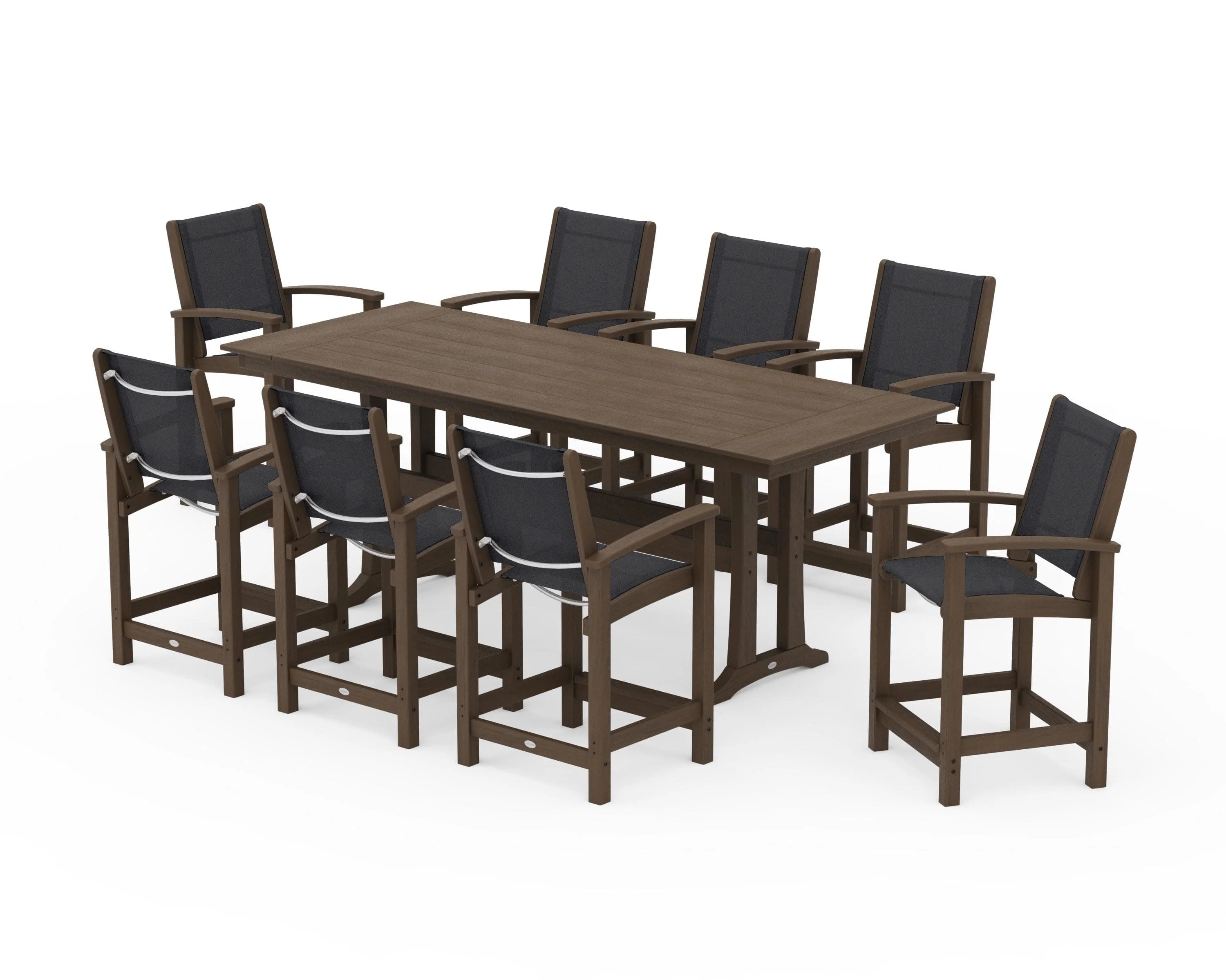 Coastal 9-Piece Farmhouse Counter Set with Trestle Legs - Image 150