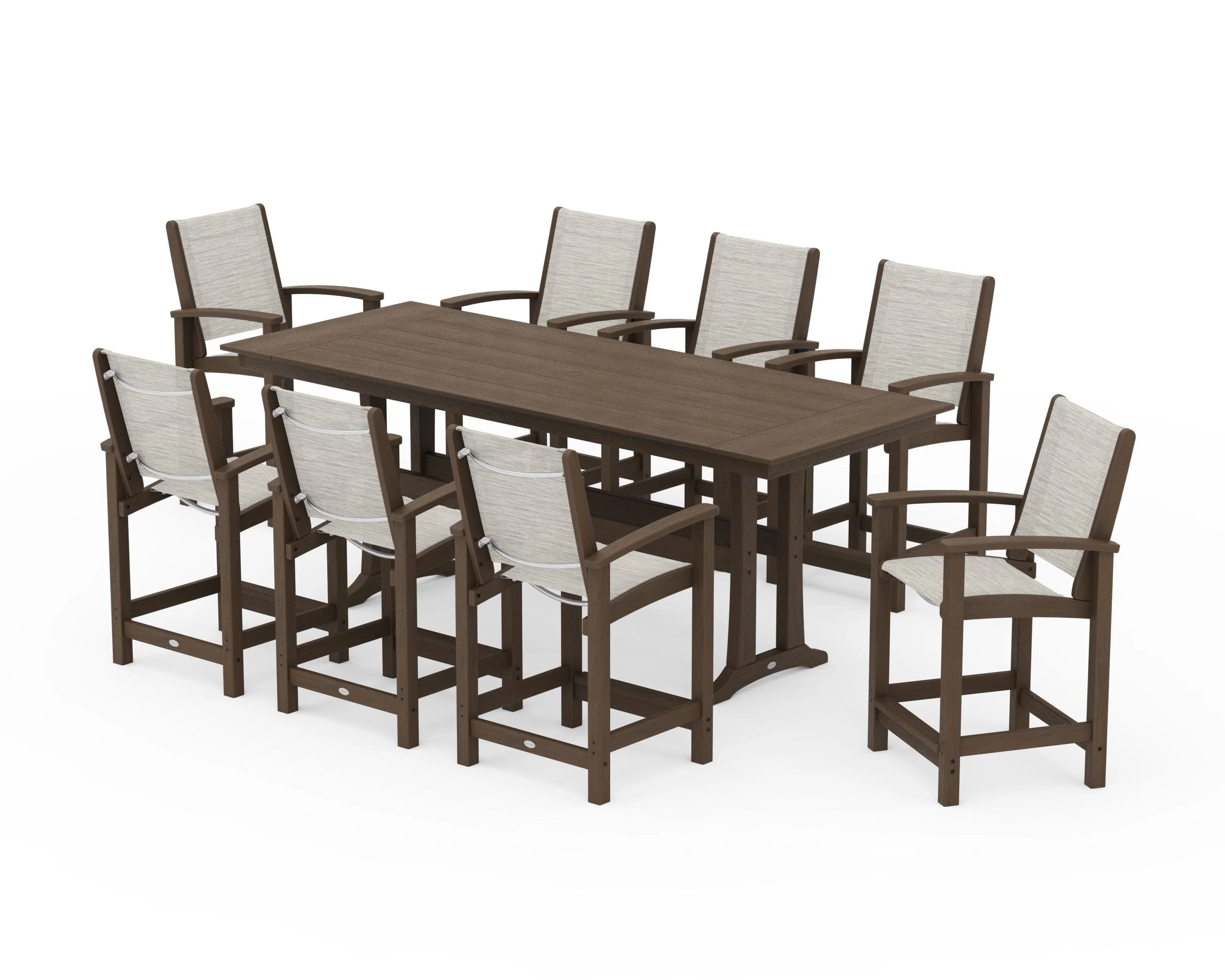 Coastal 9-Piece Farmhouse Counter Set with Trestle Legs - Image 152