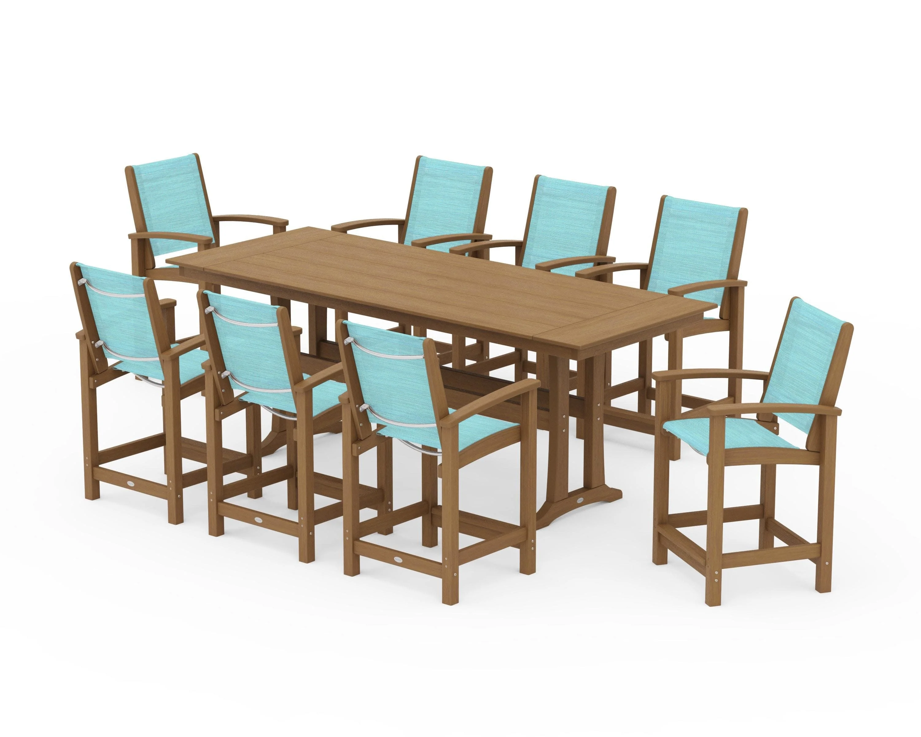 Coastal 9-Piece Farmhouse Counter Set with Trestle Legs - Image 154