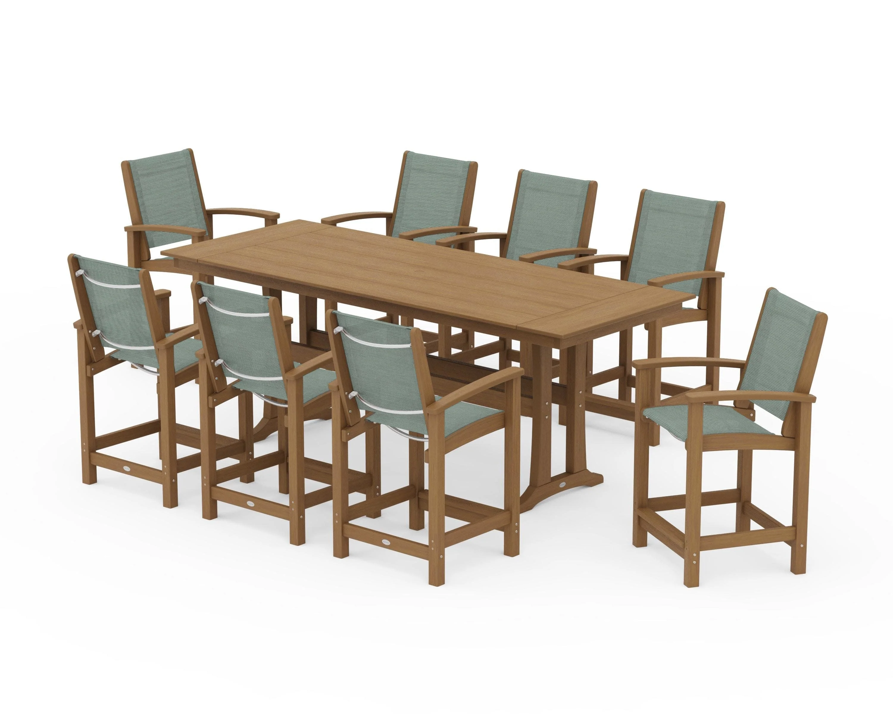 Coastal 9-Piece Farmhouse Counter Set with Trestle Legs - Image 155