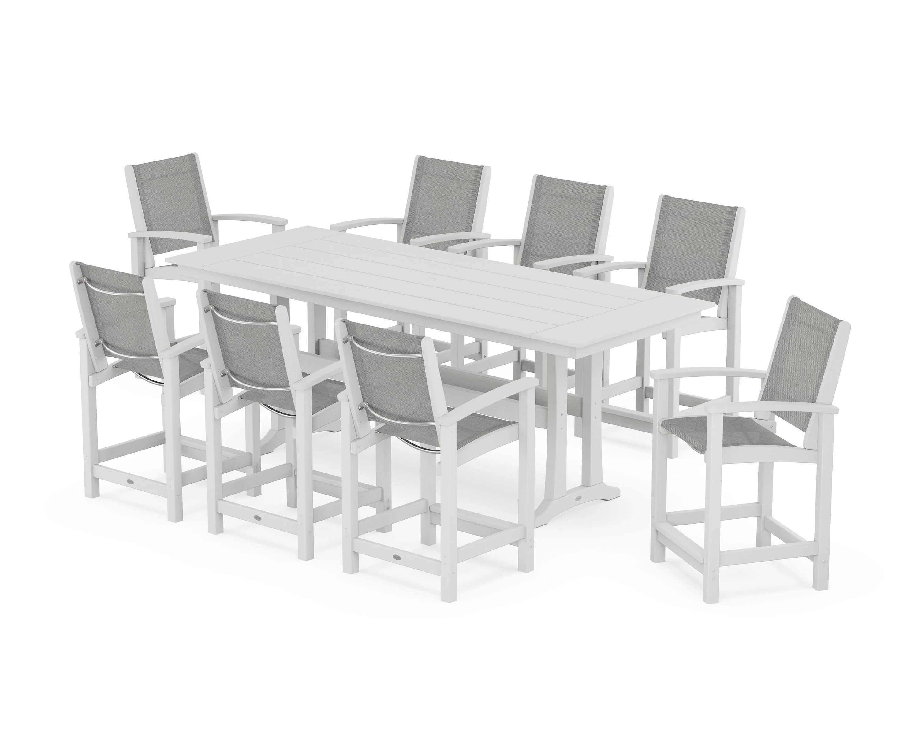 Coastal 9-Piece Farmhouse Counter Set with Trestle Legs - Image 17
