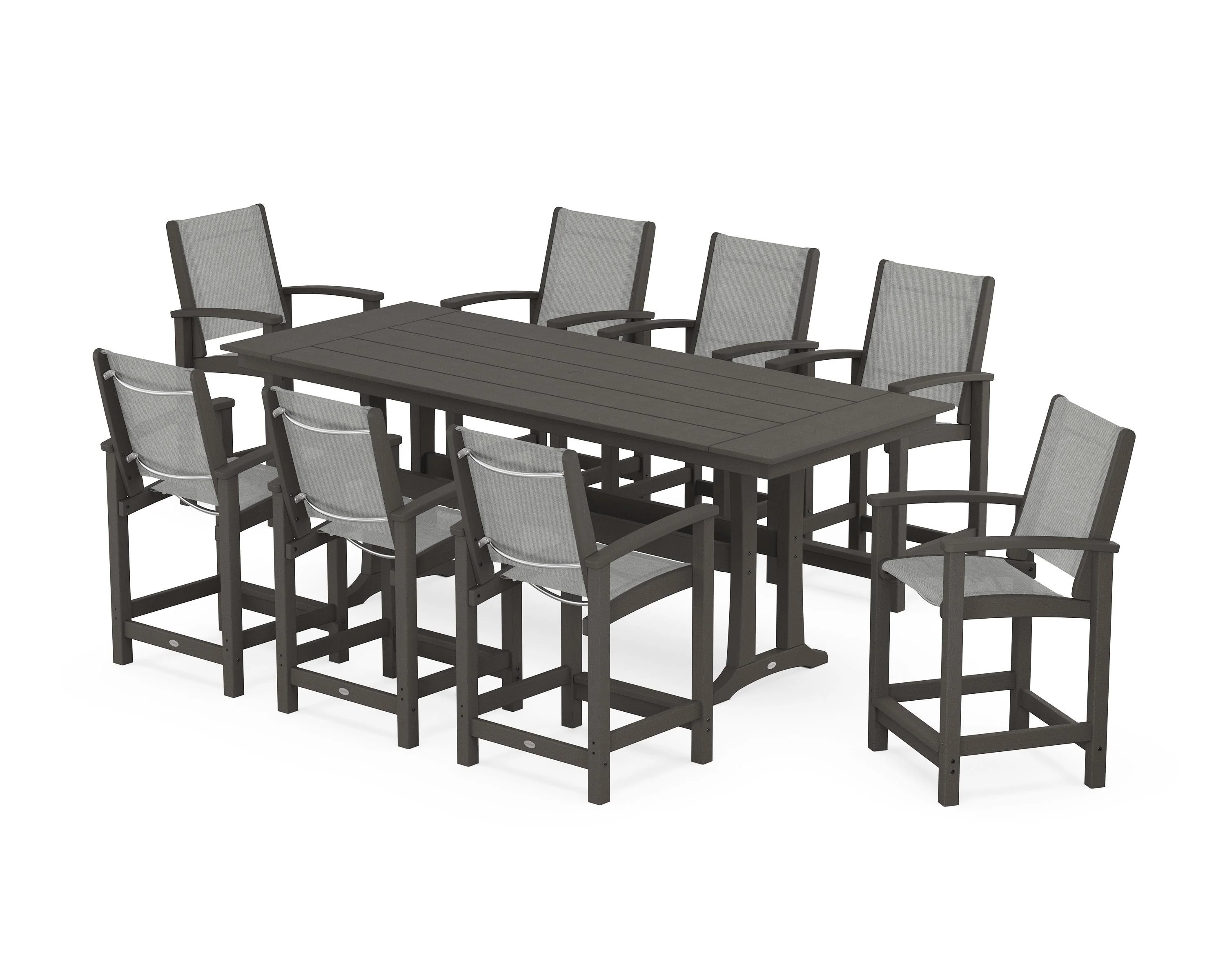 Coastal 9-Piece Farmhouse Counter Set with Trestle Legs - Image 19