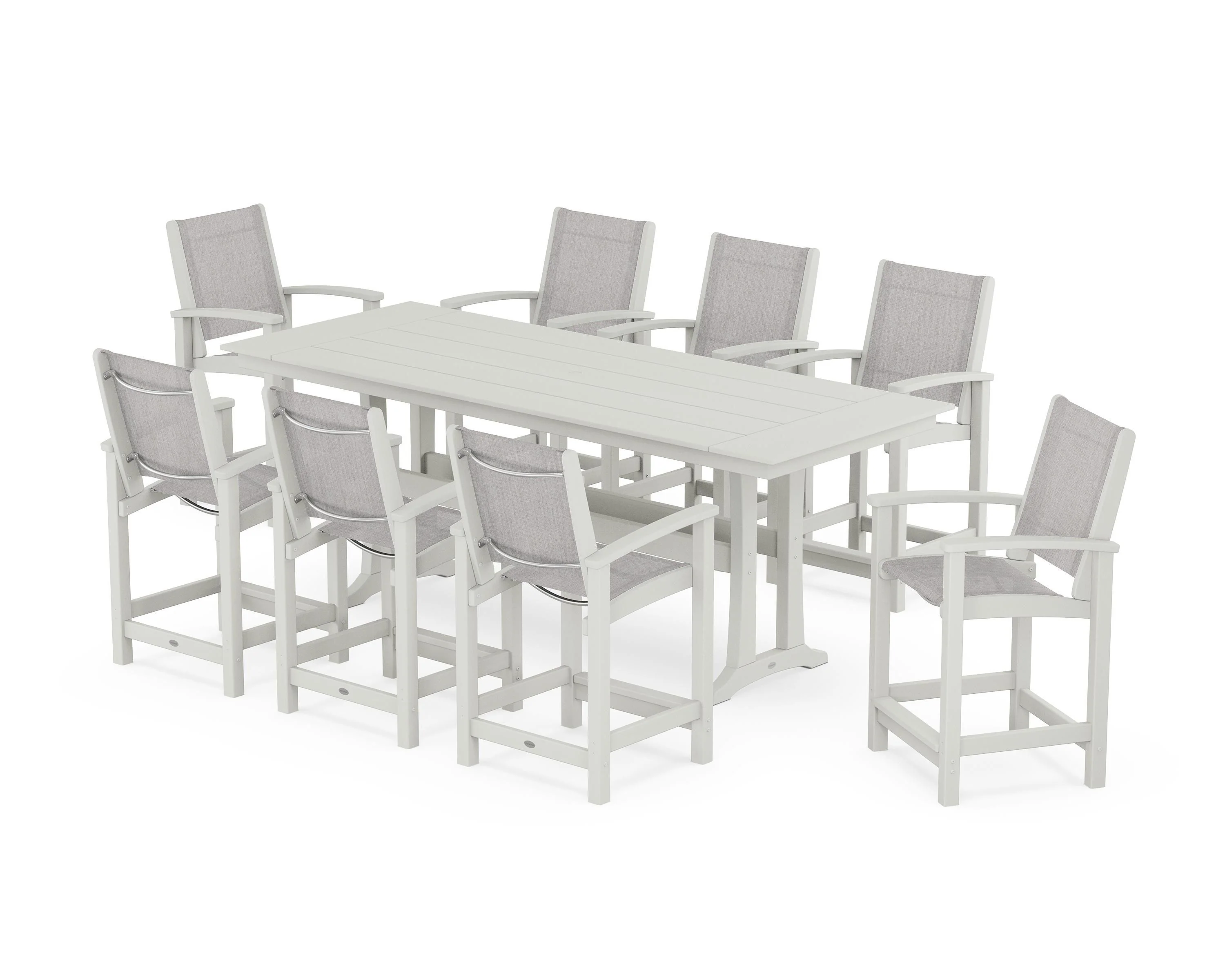 Coastal 9-Piece Farmhouse Counter Set with Trestle Legs - Image 20