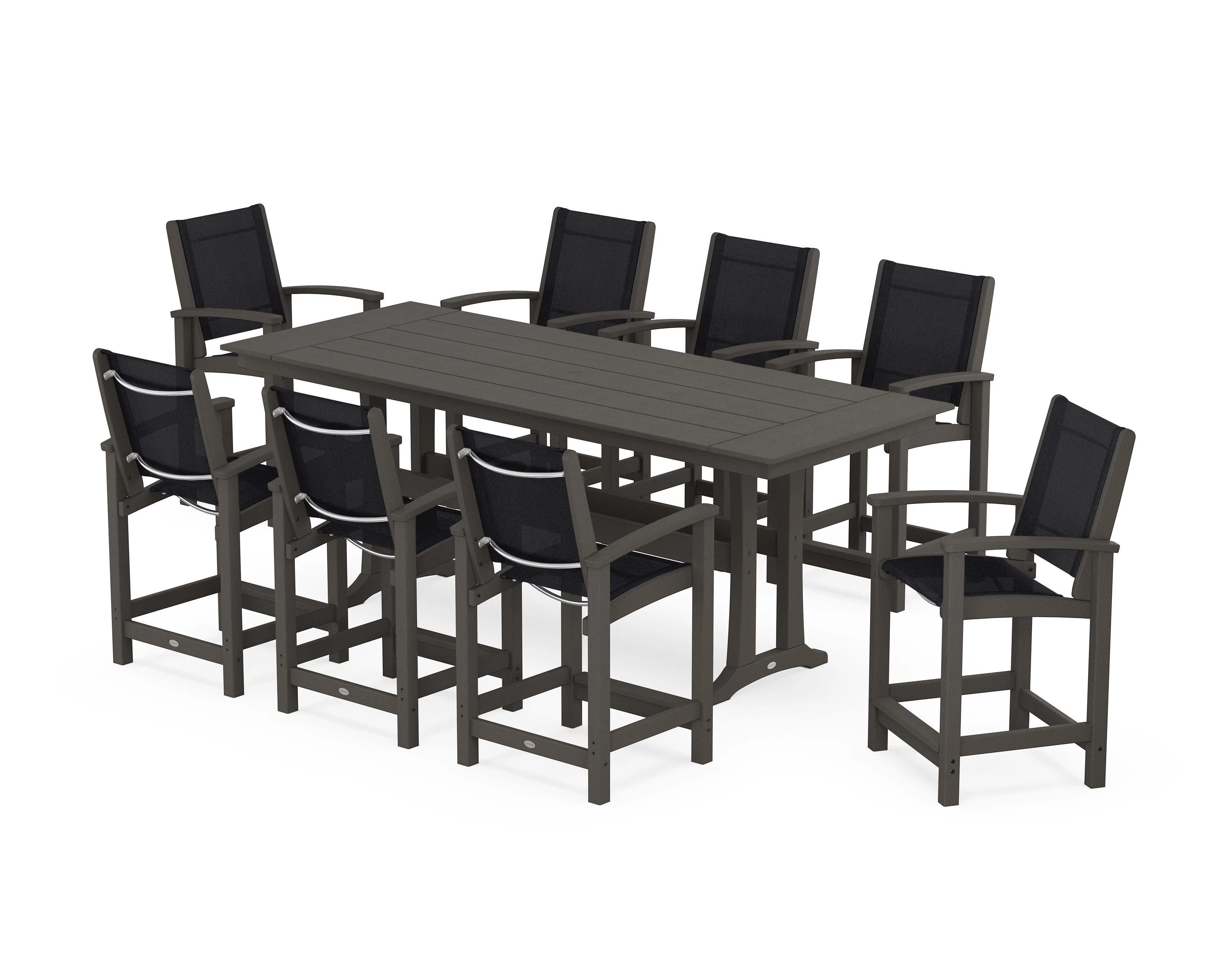Coastal 9-Piece Farmhouse Counter Set with Trestle Legs - Image 21