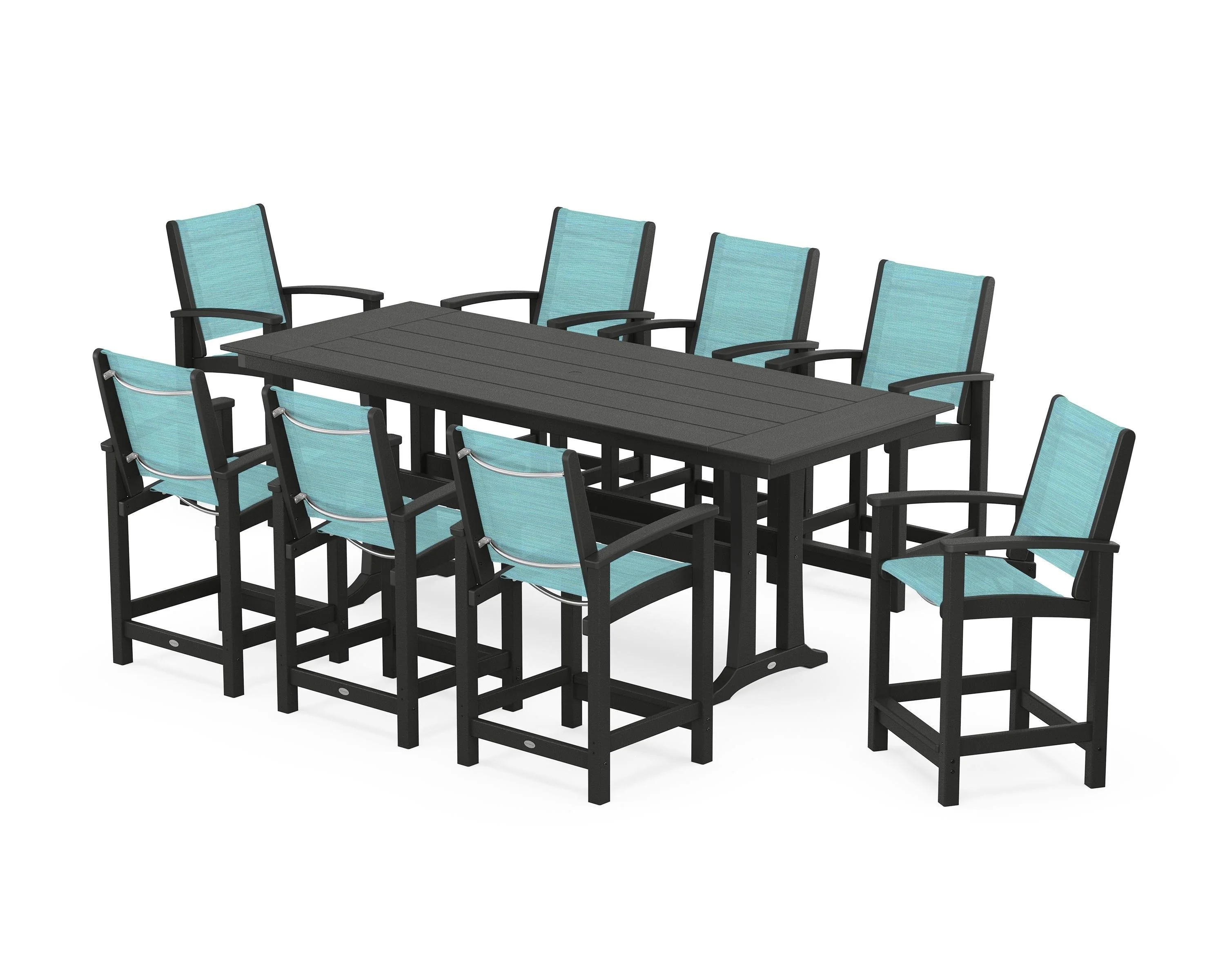 Coastal 9-Piece Farmhouse Counter Set with Trestle Legs - Image 22