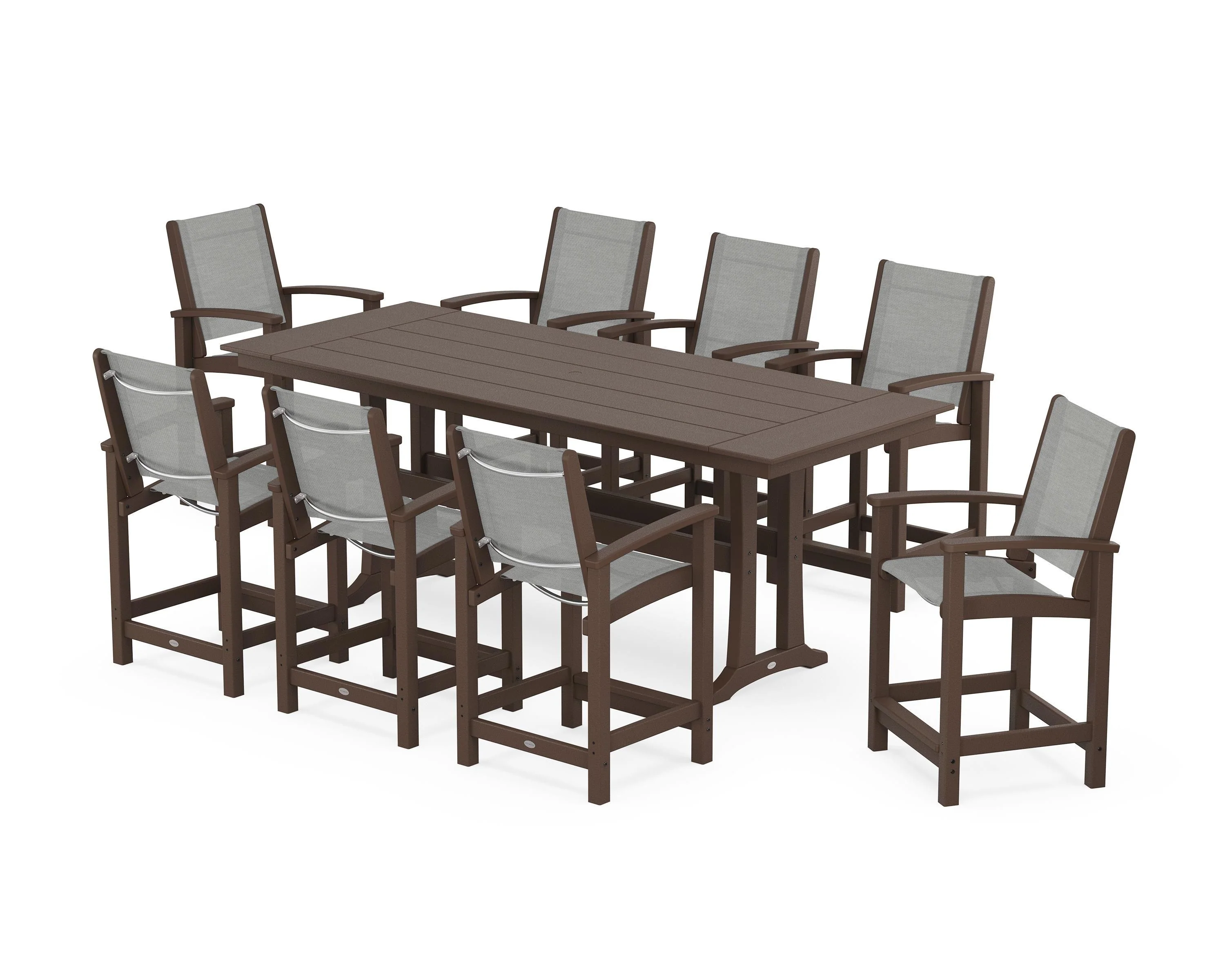 Coastal 9-Piece Farmhouse Counter Set with Trestle Legs - Image 24