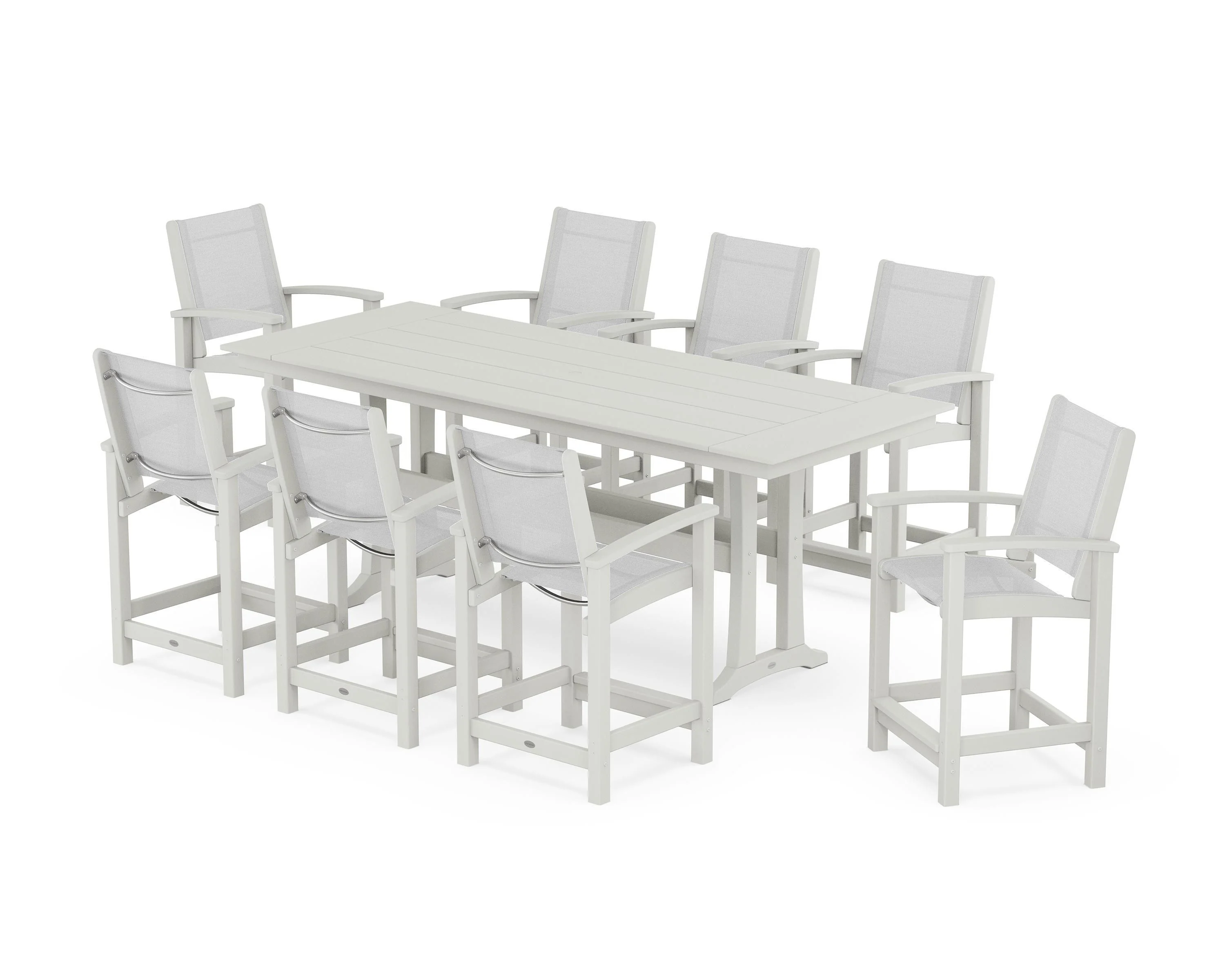 Coastal 9-Piece Farmhouse Counter Set with Trestle Legs - Image 25