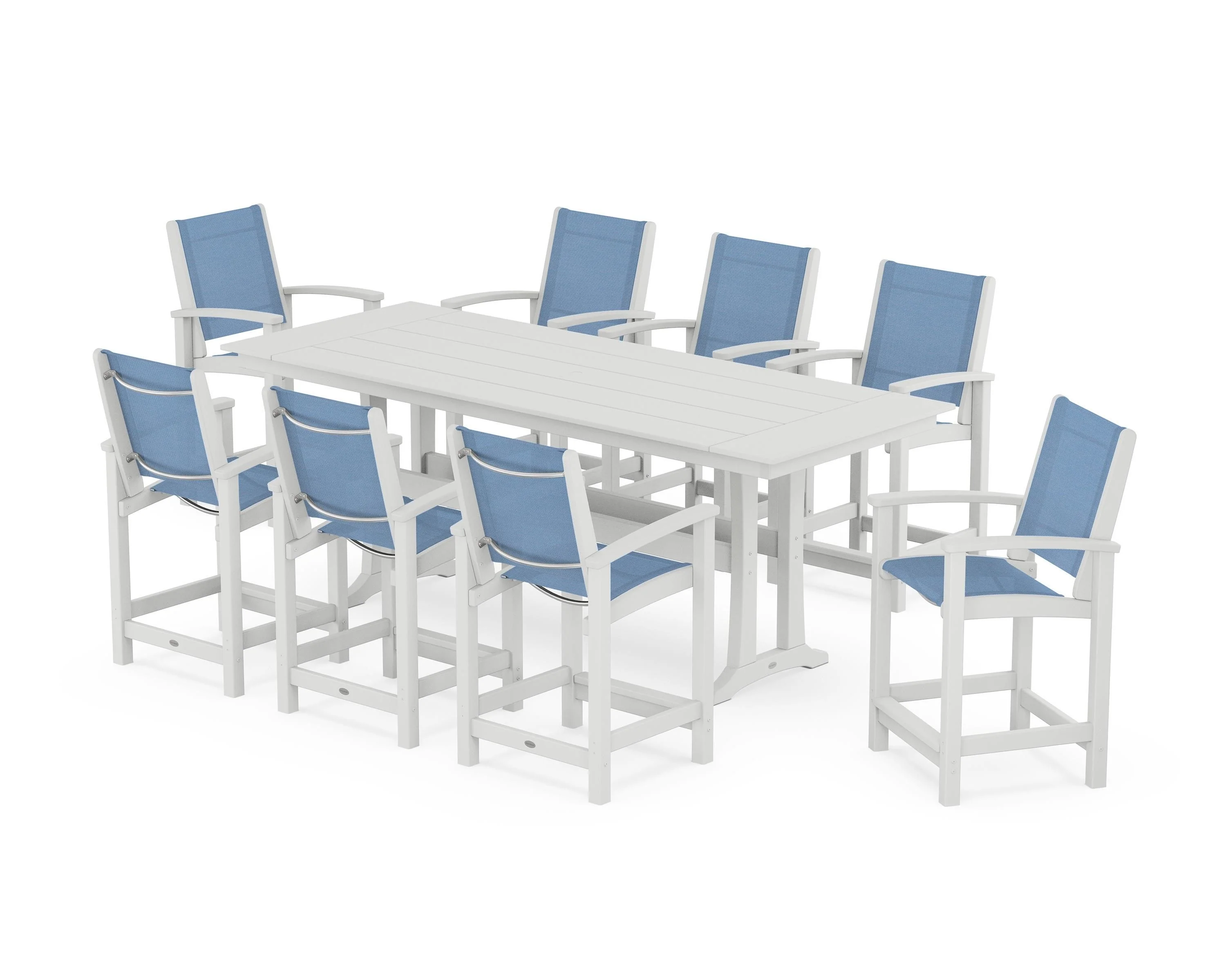 Coastal 9-Piece Farmhouse Counter Set with Trestle Legs - Image 27