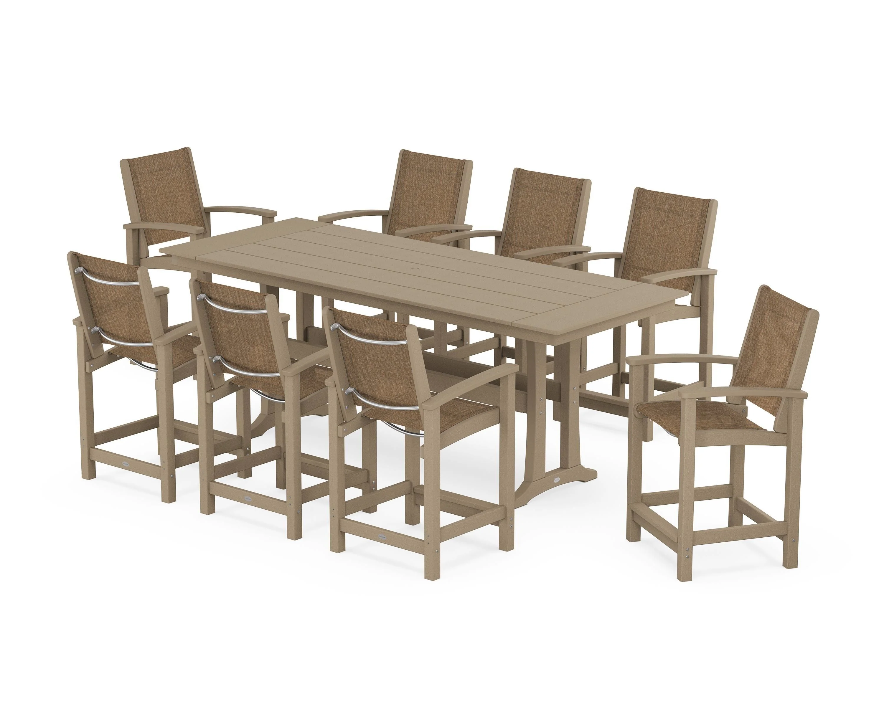 Coastal 9-Piece Farmhouse Counter Set with Trestle Legs - Image 29