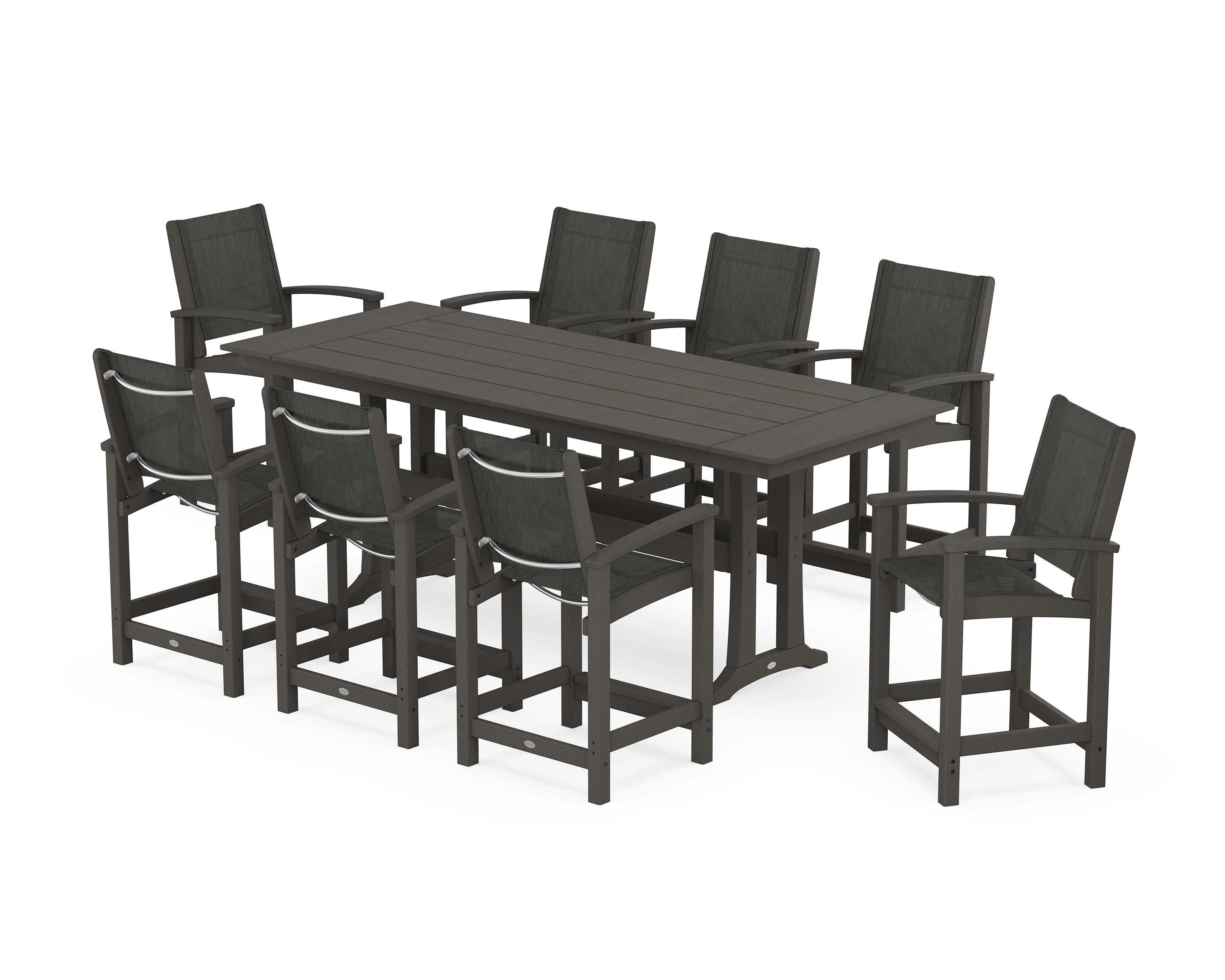 Coastal 9-Piece Farmhouse Counter Set with Trestle Legs - Image 30