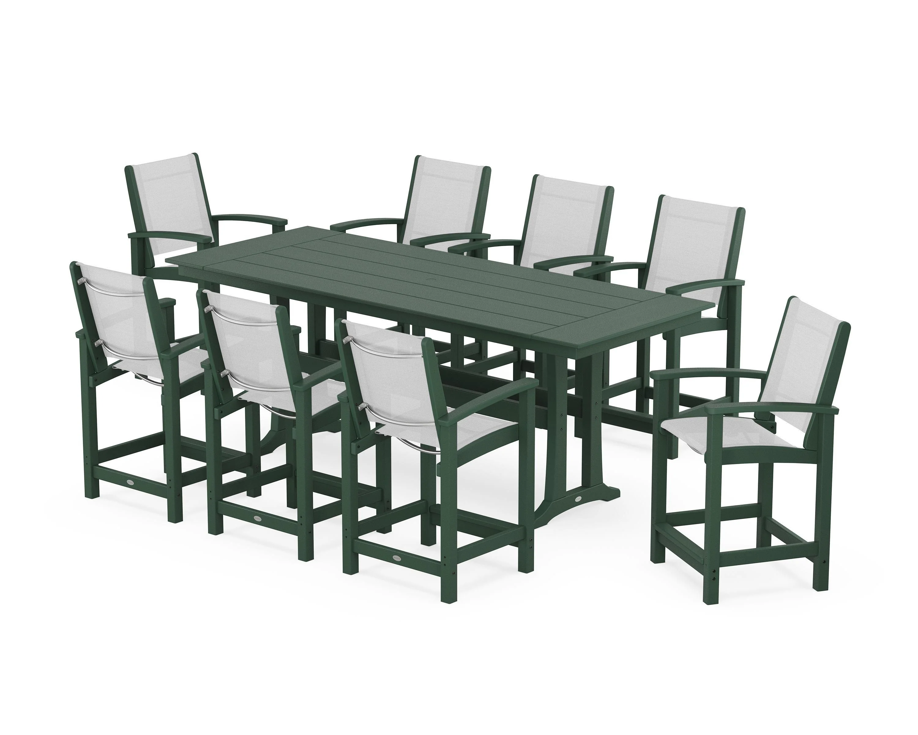 Coastal 9-Piece Farmhouse Counter Set with Trestle Legs - Image 31