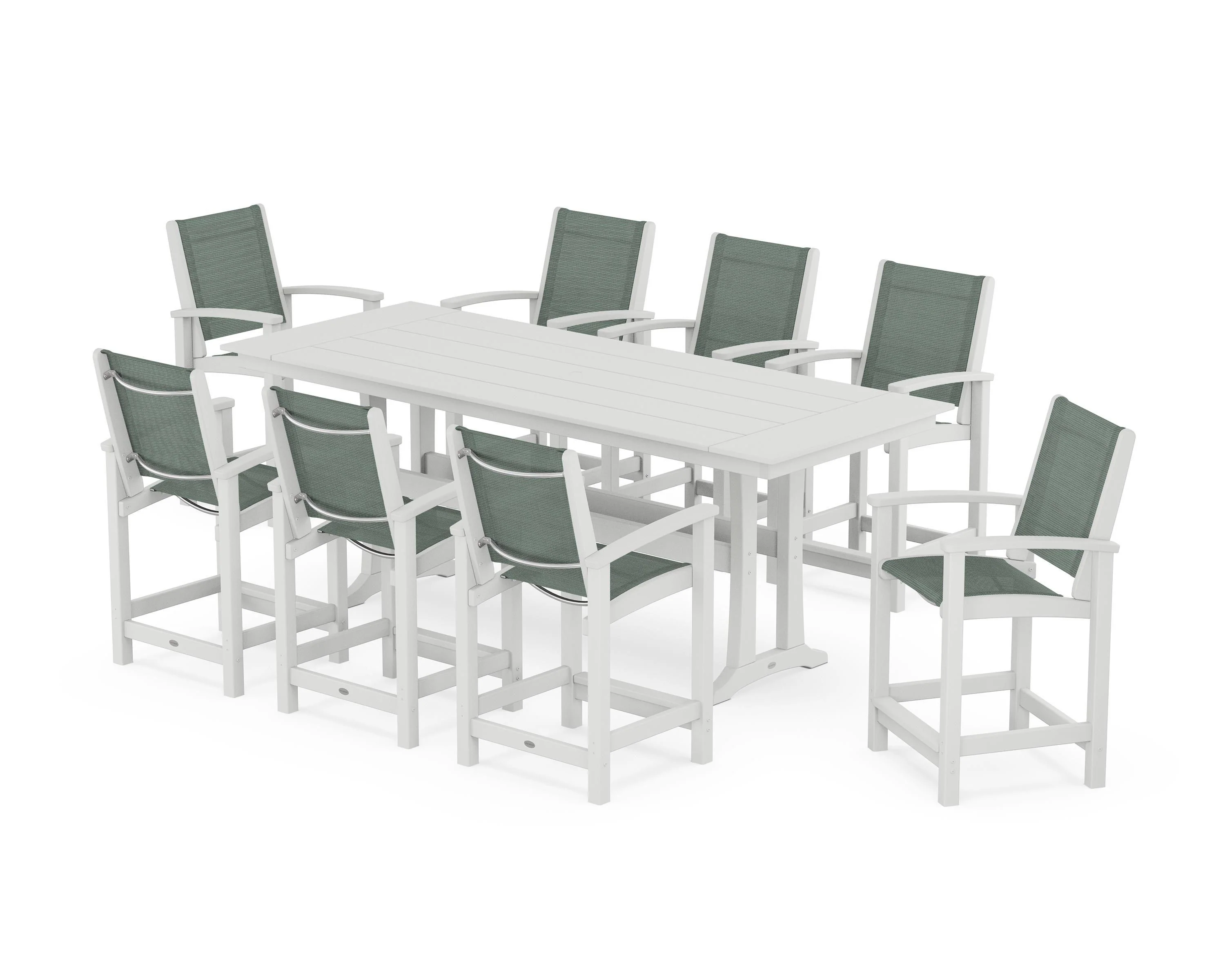 Coastal 9-Piece Farmhouse Counter Set with Trestle Legs - Image 32