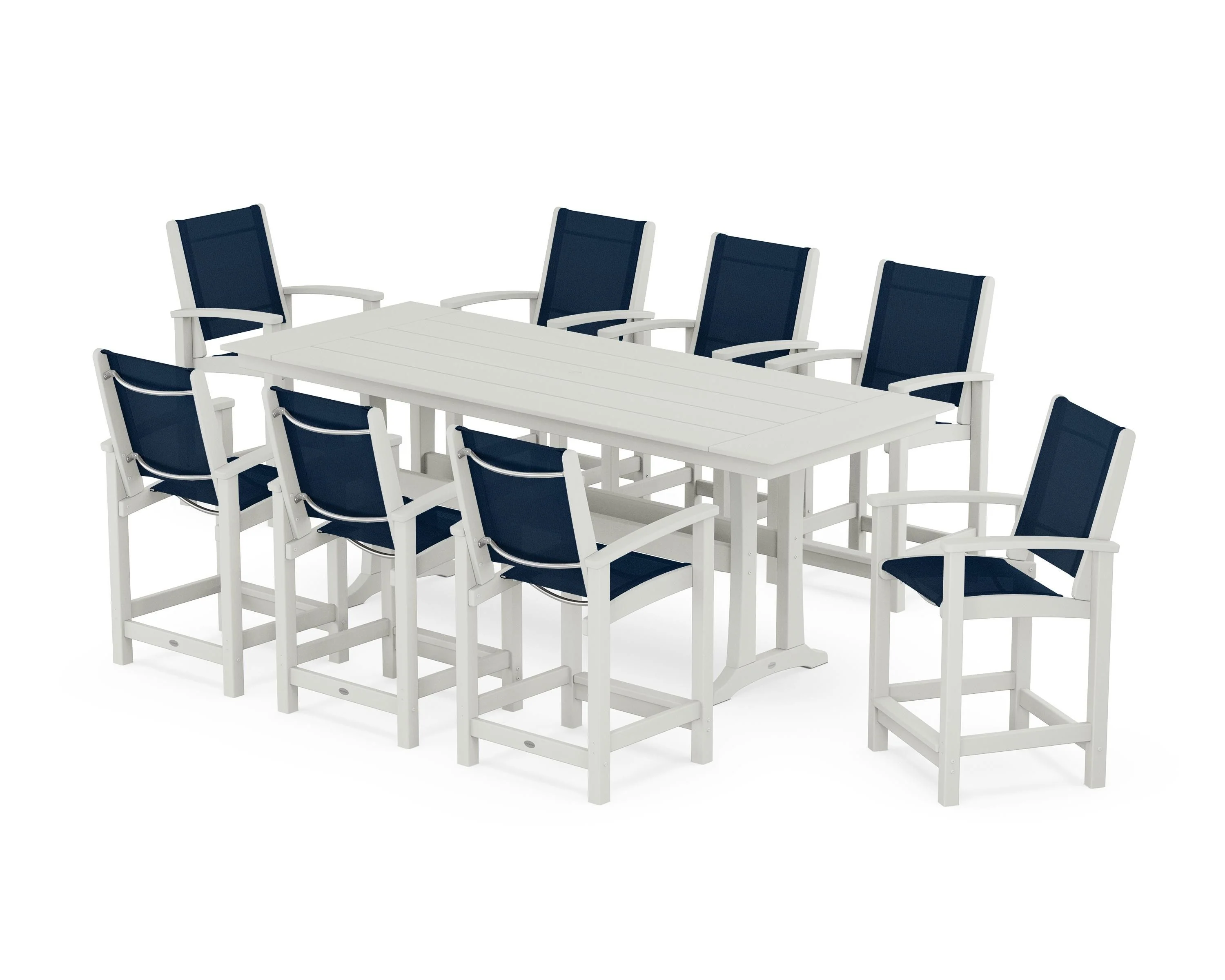 Coastal 9-Piece Farmhouse Counter Set with Trestle Legs - Image 35