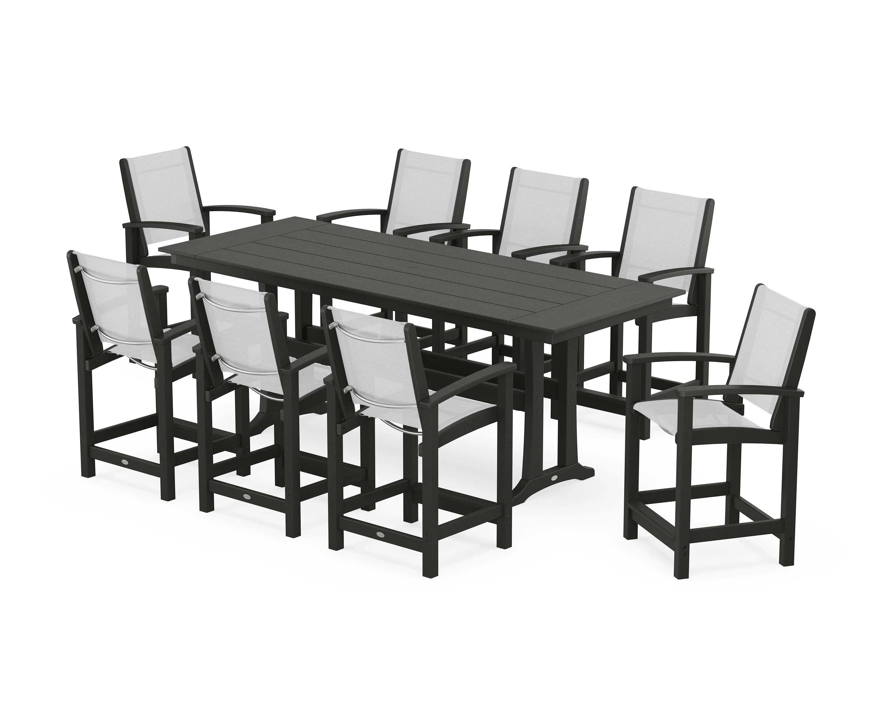 Coastal 9-Piece Farmhouse Counter Set with Trestle Legs - Image 36
