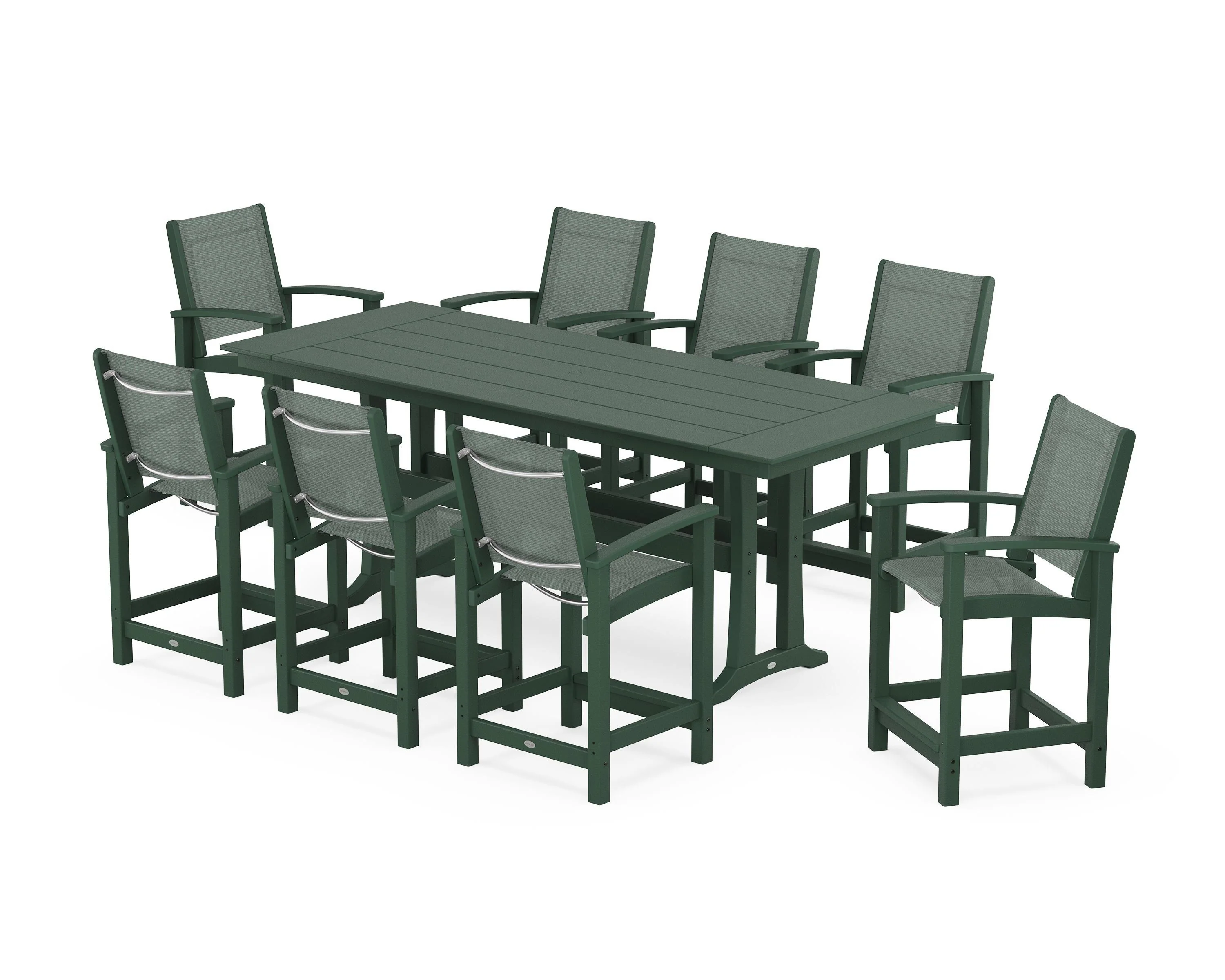 Coastal 9-Piece Farmhouse Counter Set with Trestle Legs - Image 37