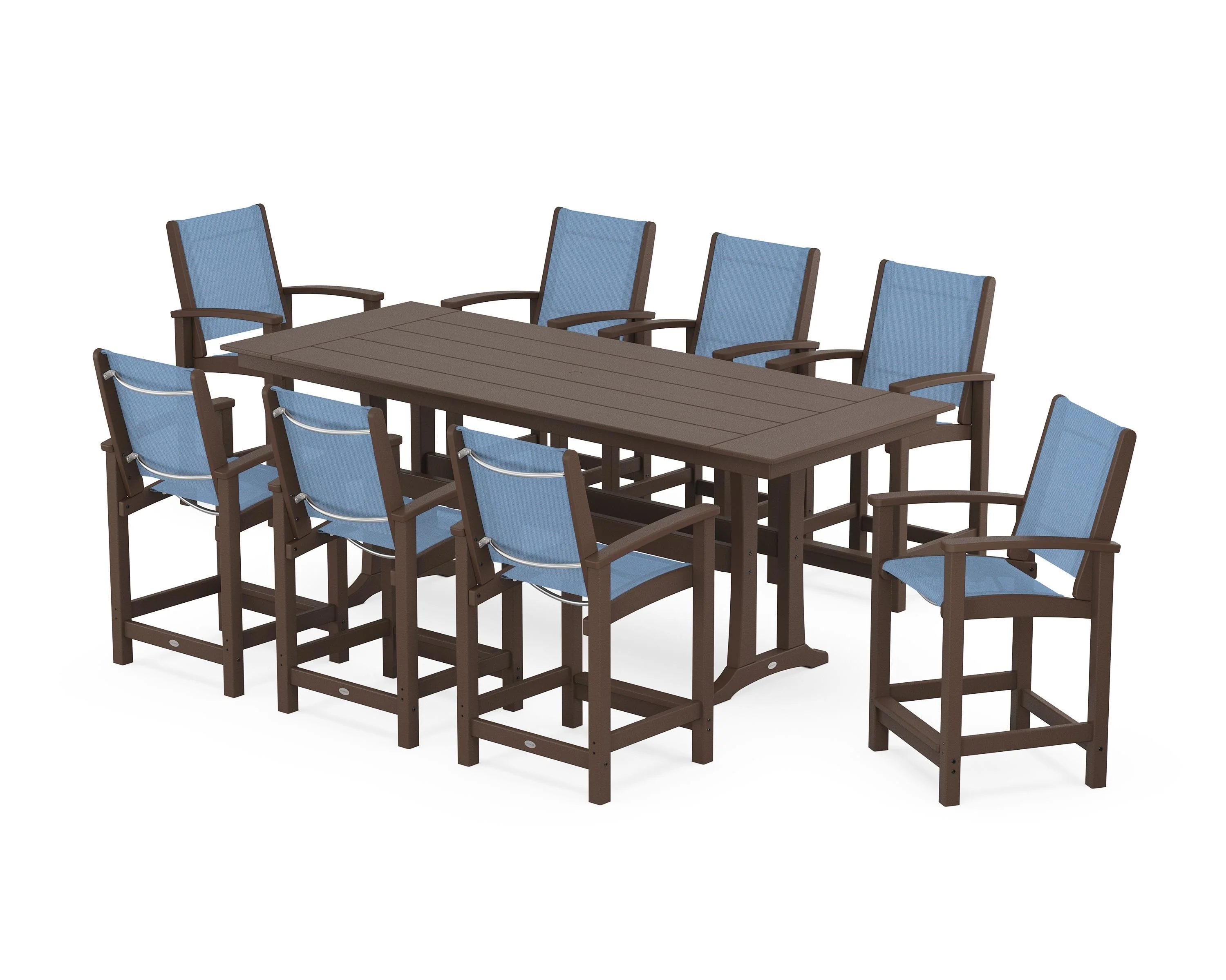 Coastal 9-Piece Farmhouse Counter Set with Trestle Legs - Image 38