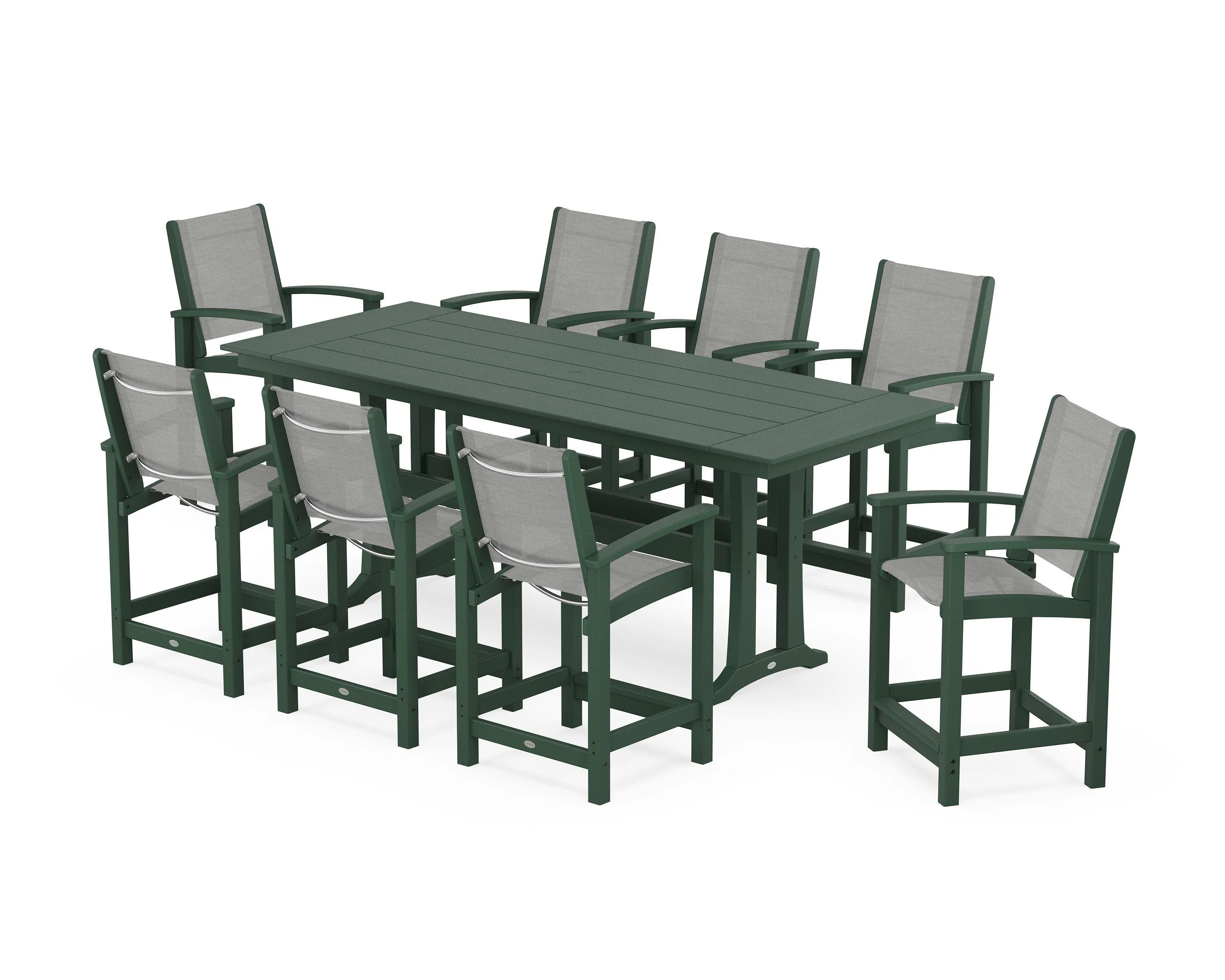 Coastal 9-Piece Farmhouse Counter Set with Trestle Legs - Image 39