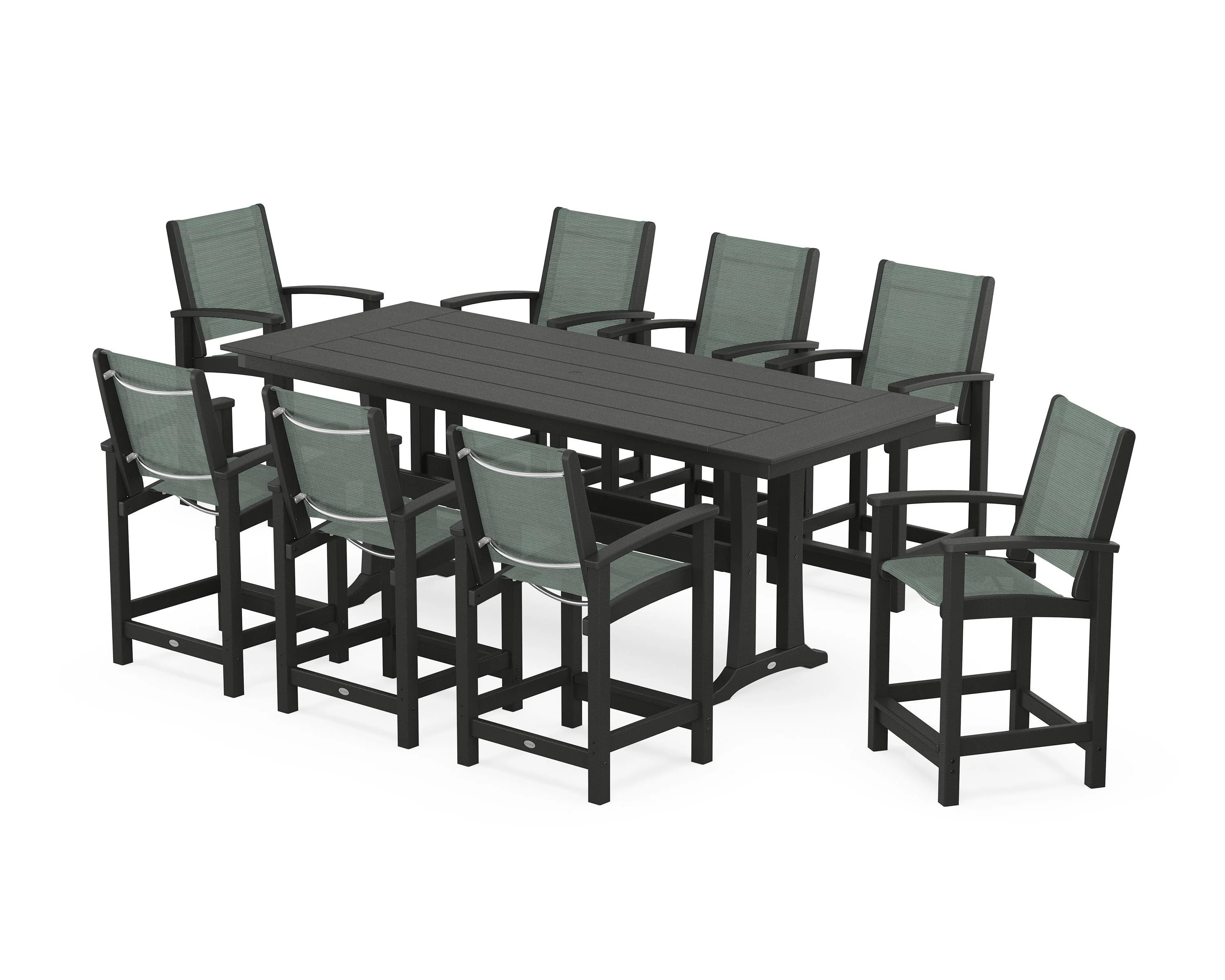 Coastal 9-Piece Farmhouse Counter Set with Trestle Legs - Image 40