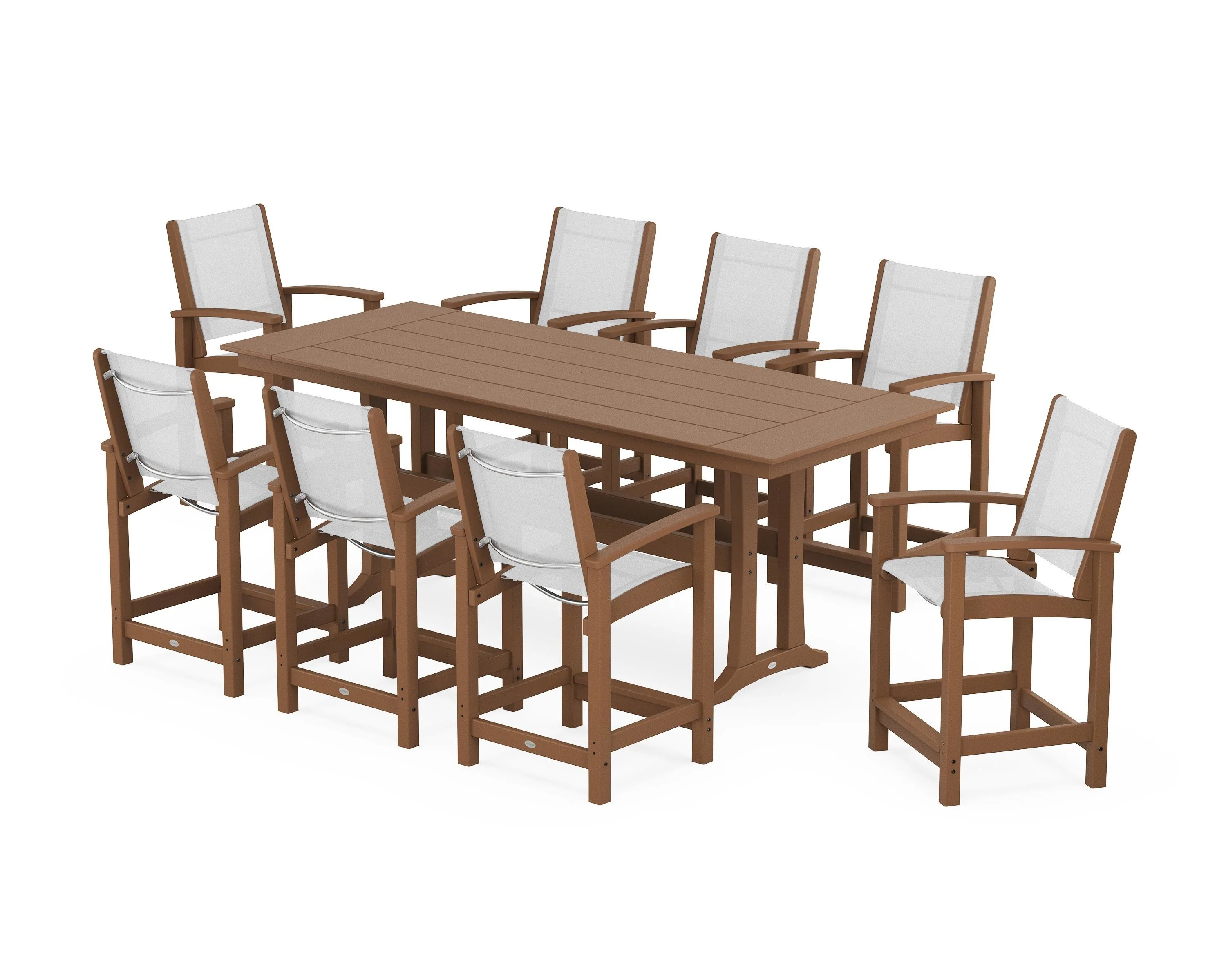 Coastal 9-Piece Farmhouse Counter Set with Trestle Legs - Image 41
