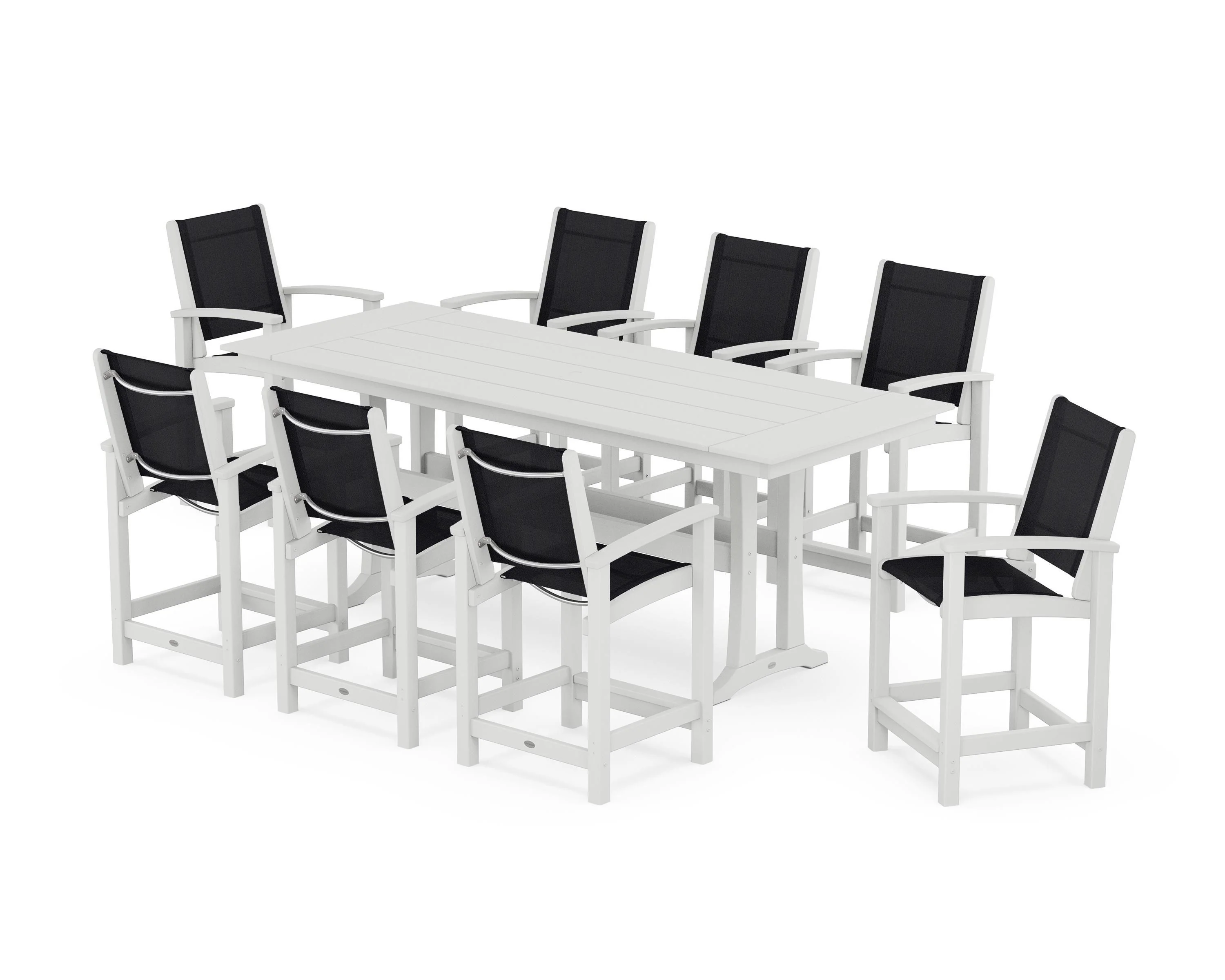 Coastal 9-Piece Farmhouse Counter Set with Trestle Legs - Image 47