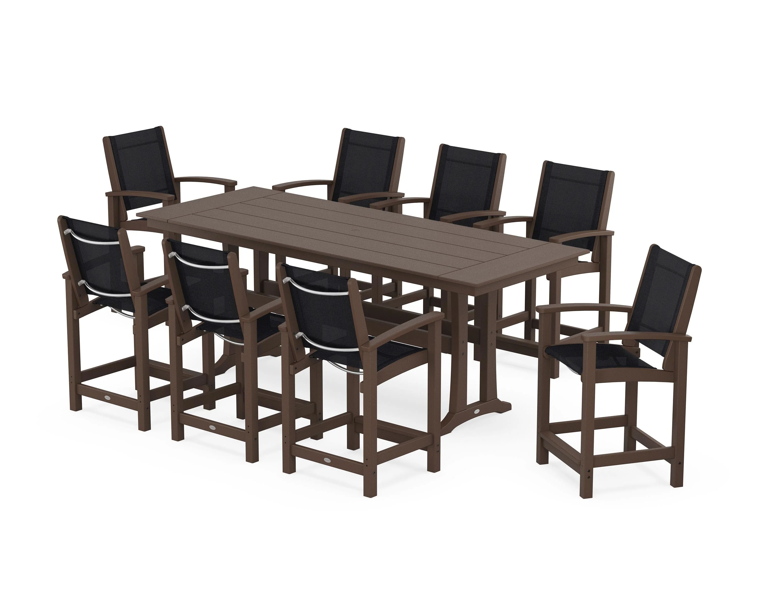 Coastal 9-Piece Farmhouse Counter Set with Trestle Legs - Image 5