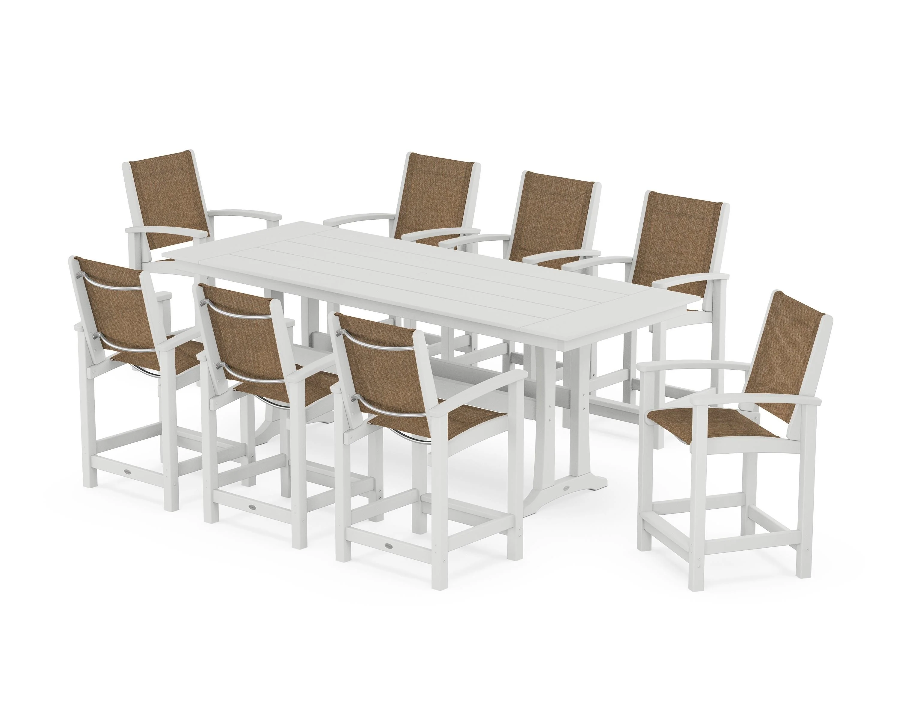 Coastal 9-Piece Farmhouse Counter Set with Trestle Legs - Image 50