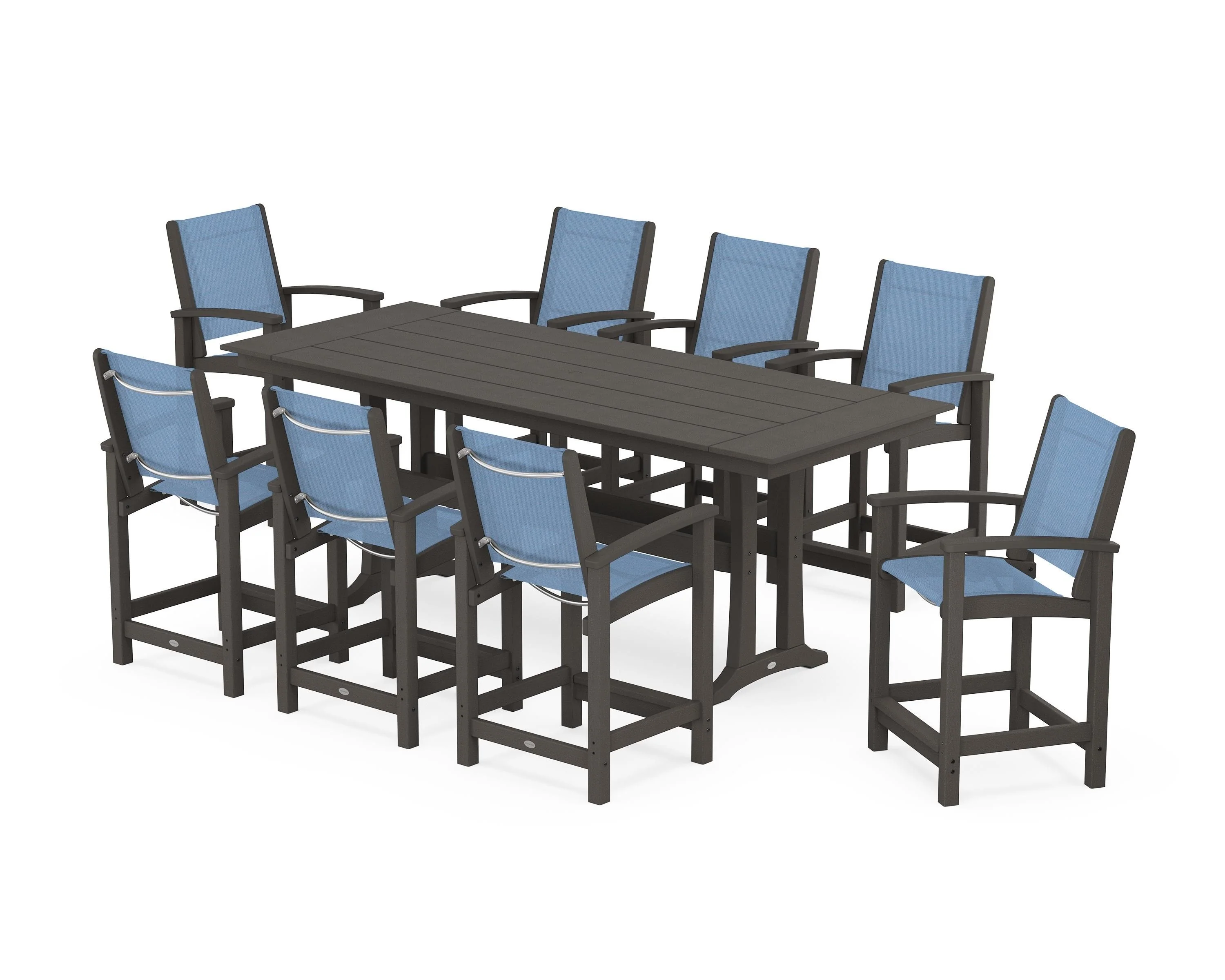 Coastal 9-Piece Farmhouse Counter Set with Trestle Legs - Image 52