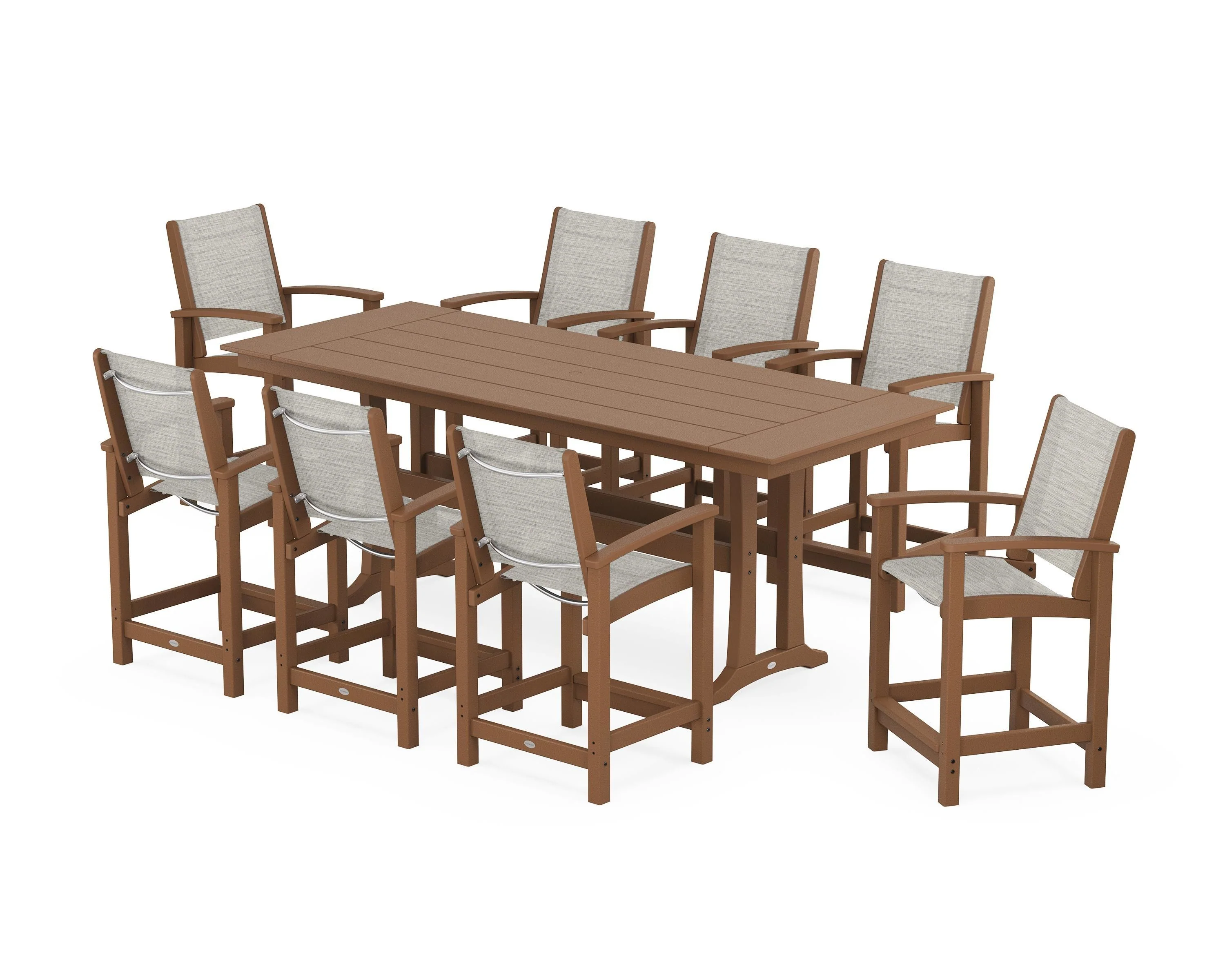 Coastal 9-Piece Farmhouse Counter Set with Trestle Legs - Image 53