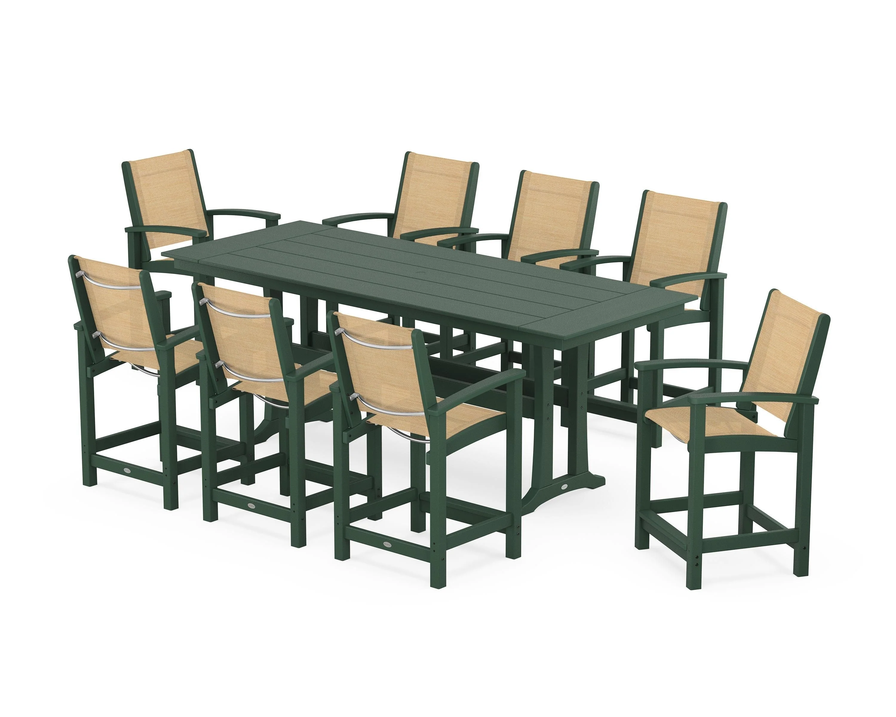 Coastal 9-Piece Farmhouse Counter Set with Trestle Legs - Image 55