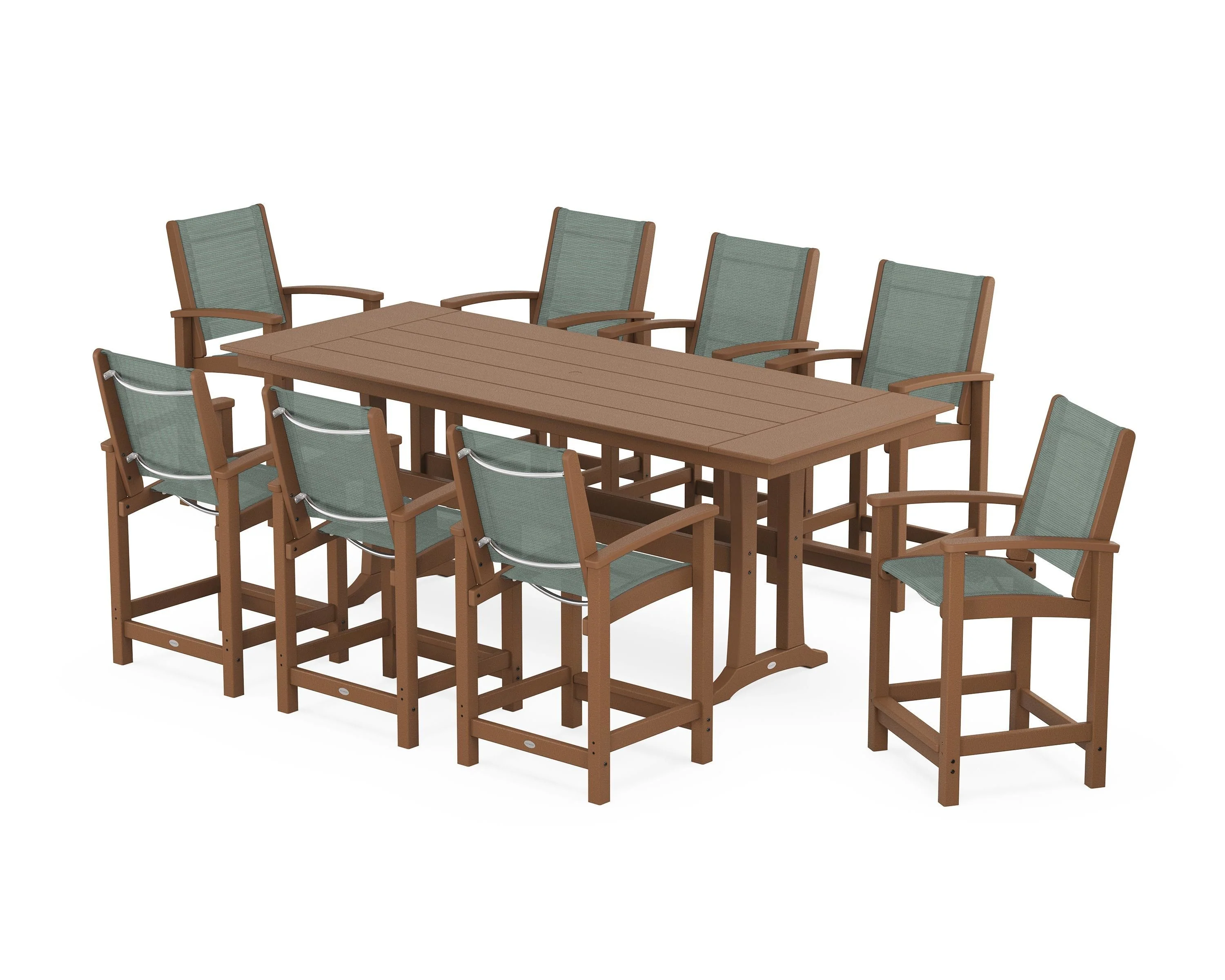 Coastal 9-Piece Farmhouse Counter Set with Trestle Legs - Image 57