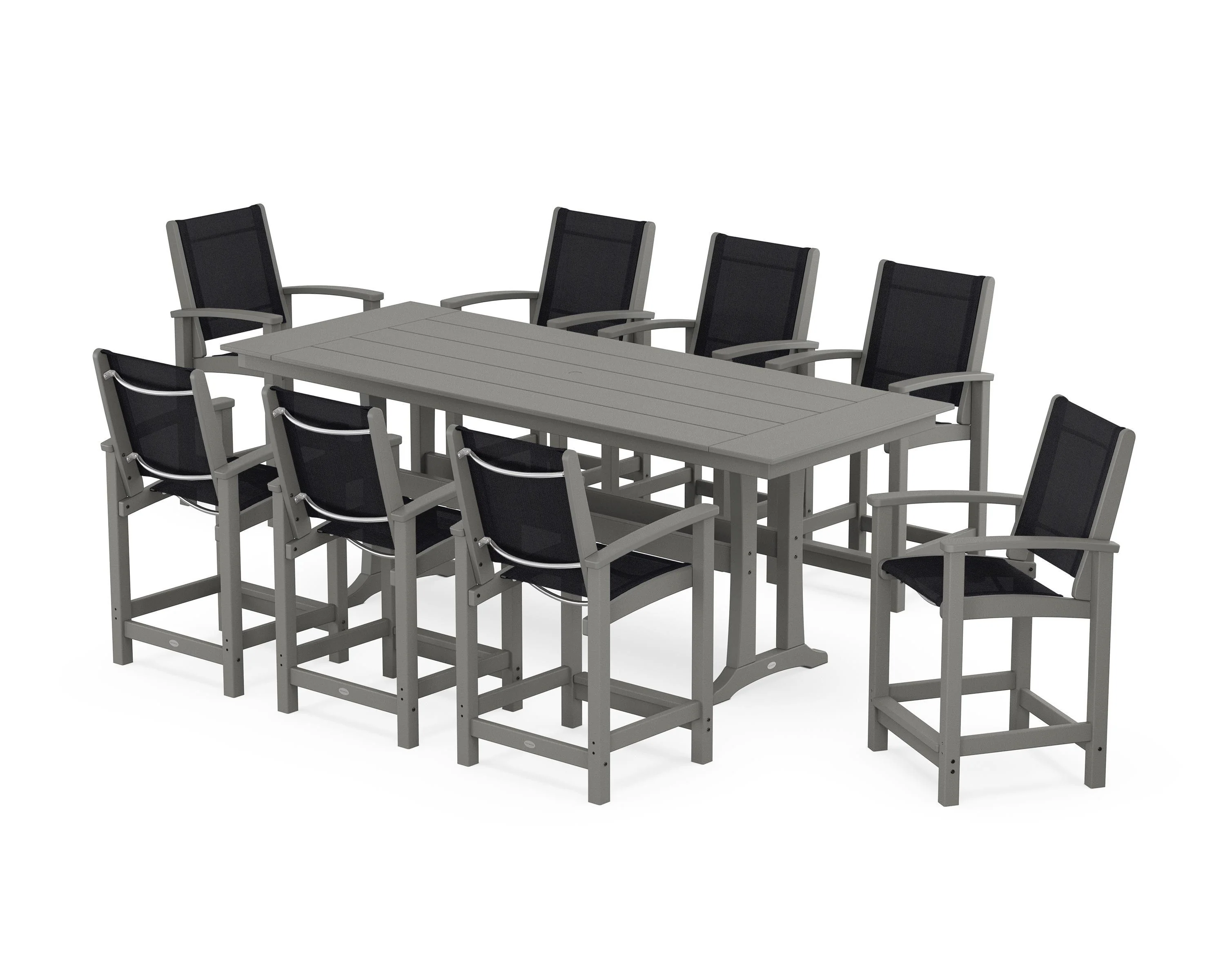 Coastal 9-Piece Farmhouse Counter Set with Trestle Legs - Image 60