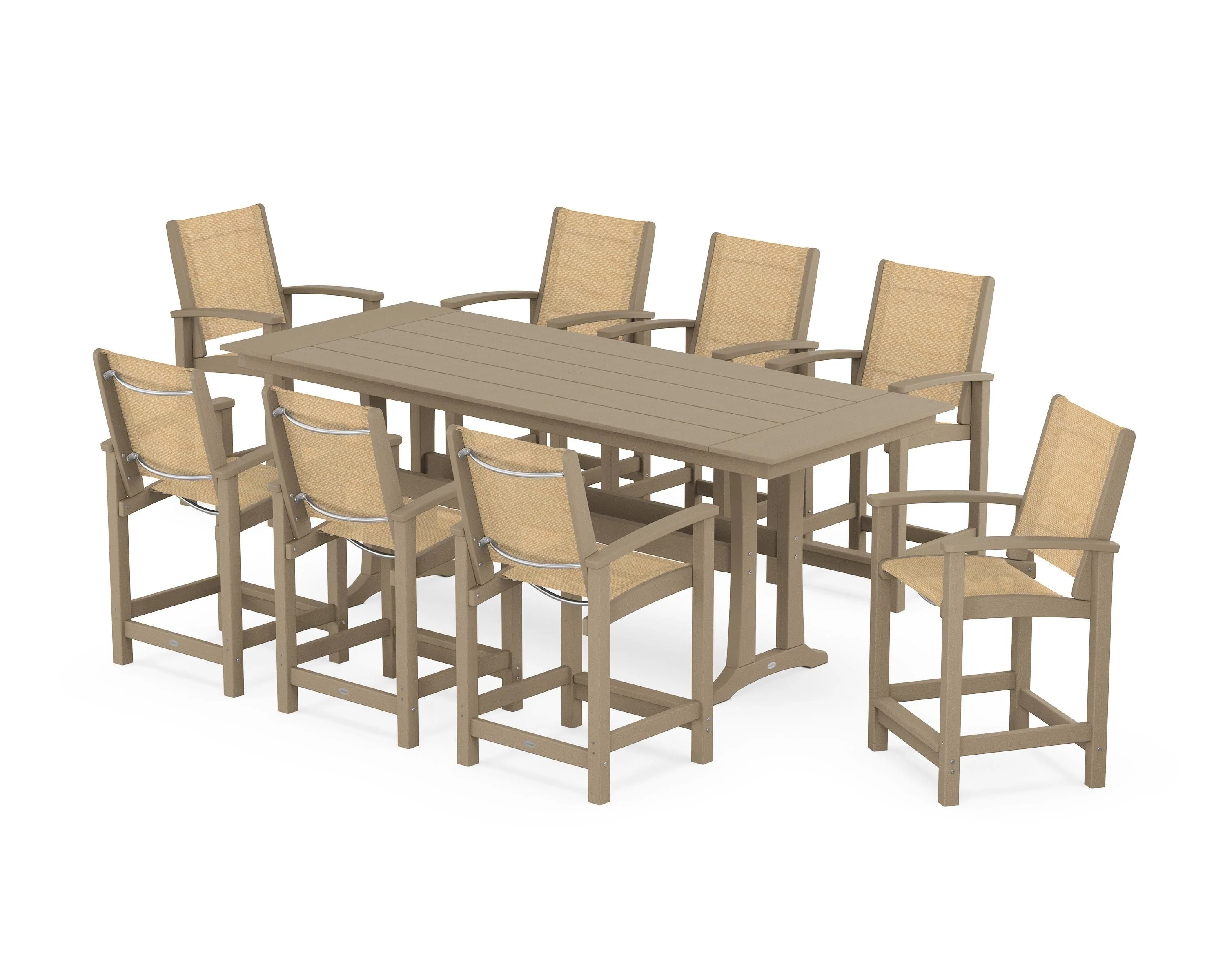 Coastal 9-Piece Farmhouse Counter Set with Trestle Legs - Image 61